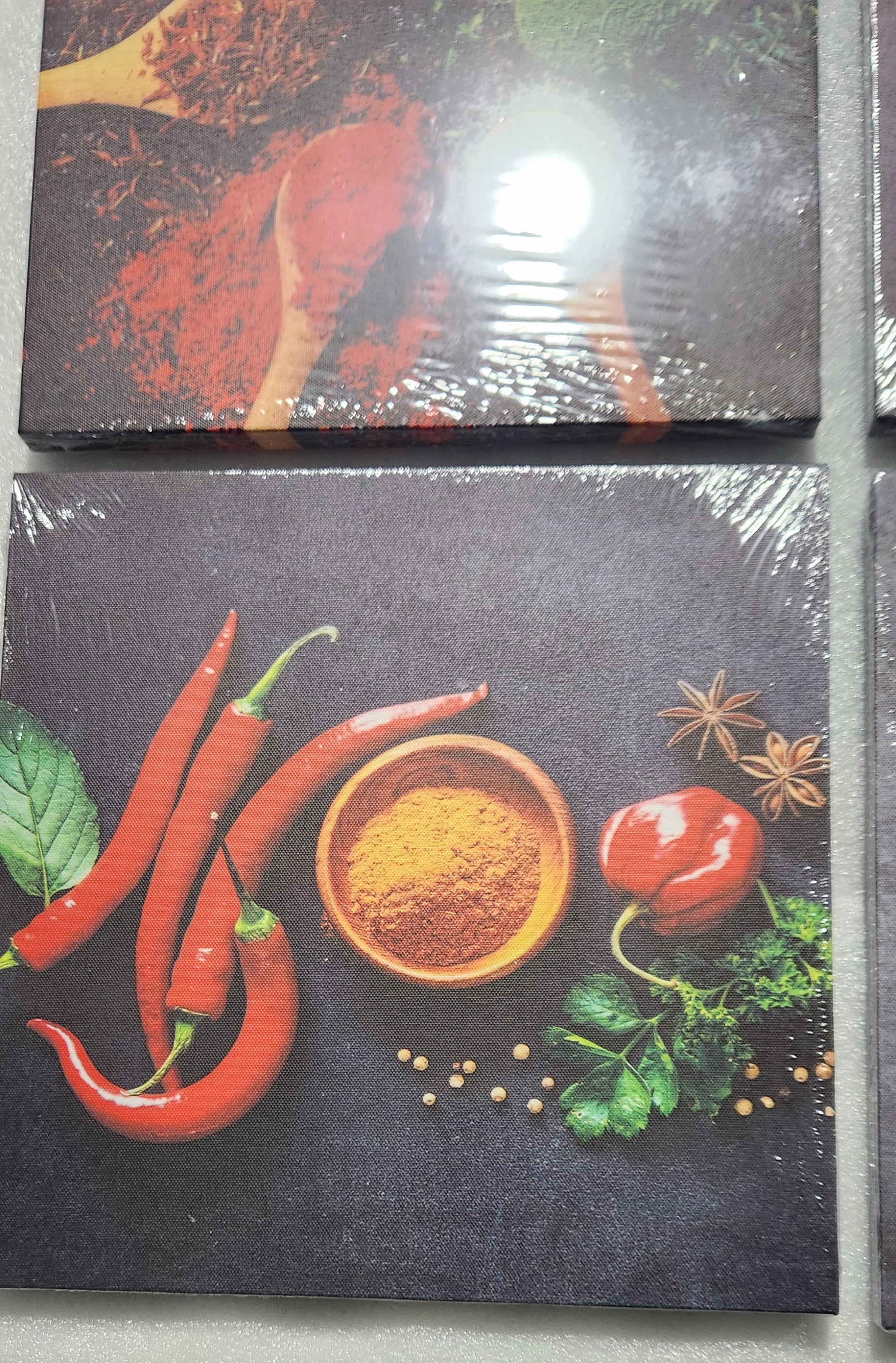 Artwork Canvas Pictures Colorful Spices and Spoon 4 piece Kitchen Dining Art NEW Prints