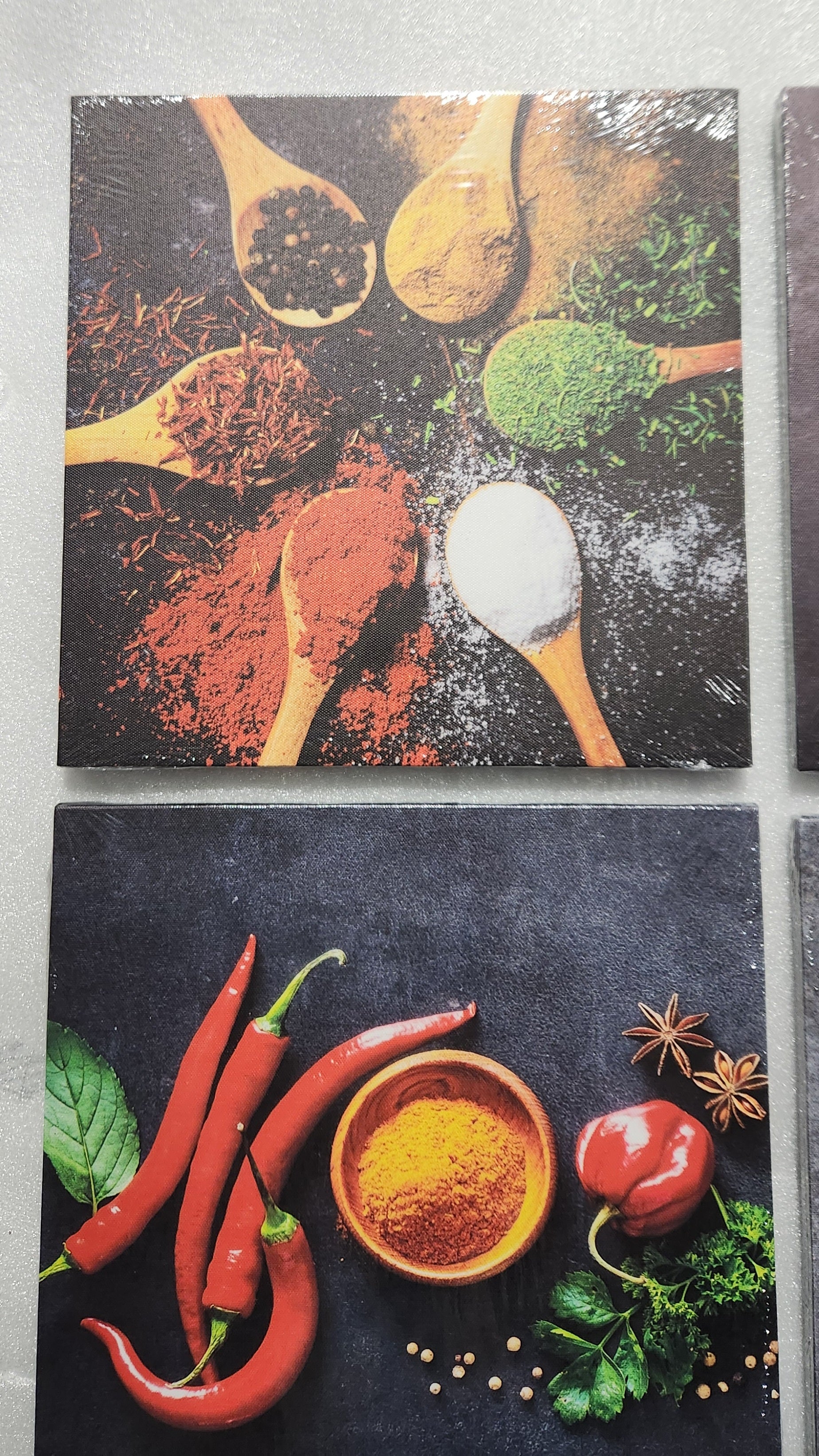 Artwork Canvas Pictures Colorful Spices and Spoon 4 piece Kitchen Dining Art NEW Prints
