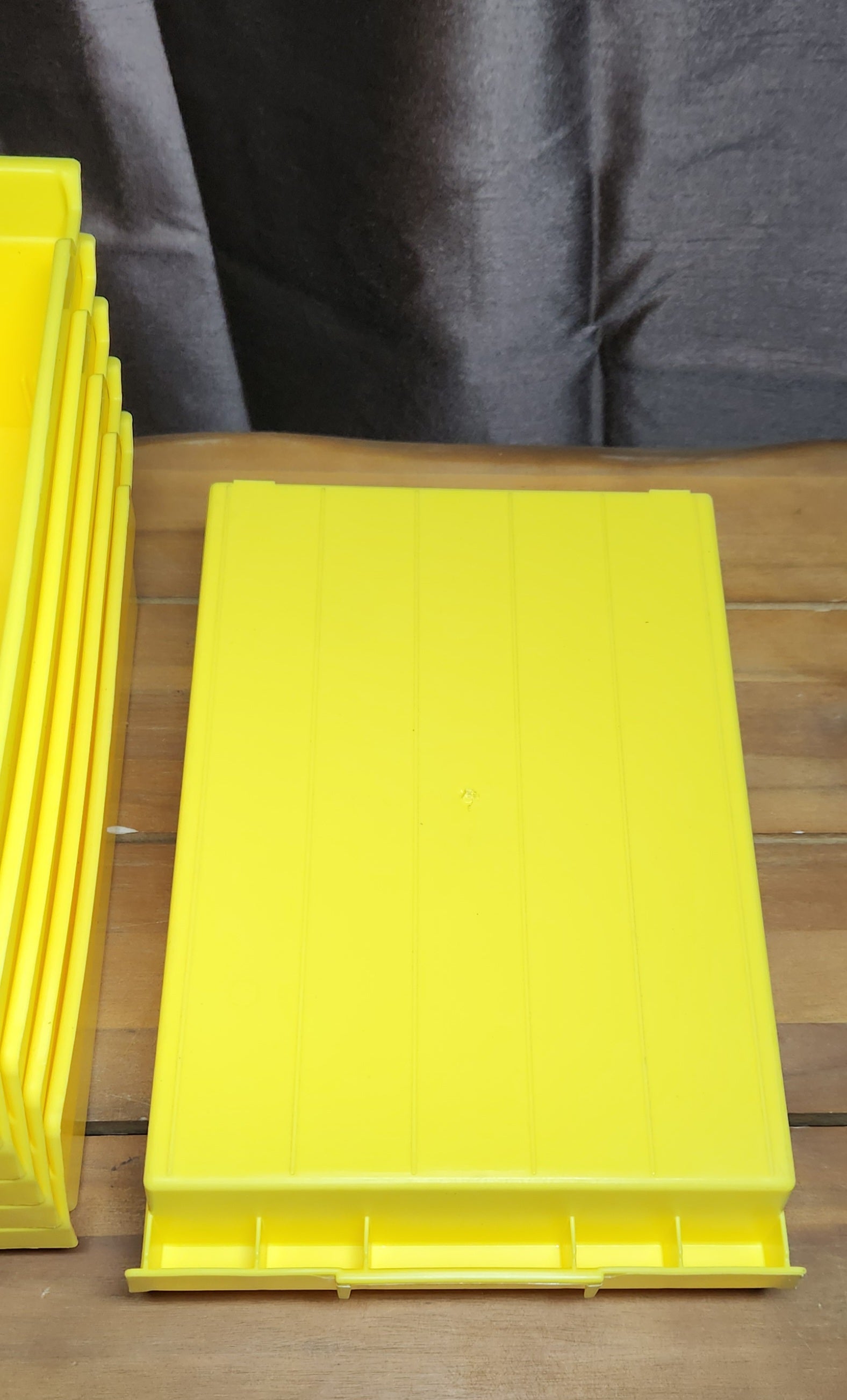 Plastic Shelf Bins, Heavy Duty Storage Bins for Garage, Closet, and Drawer Organization, 12" x 8" x 4", Yellow, 6-Pack