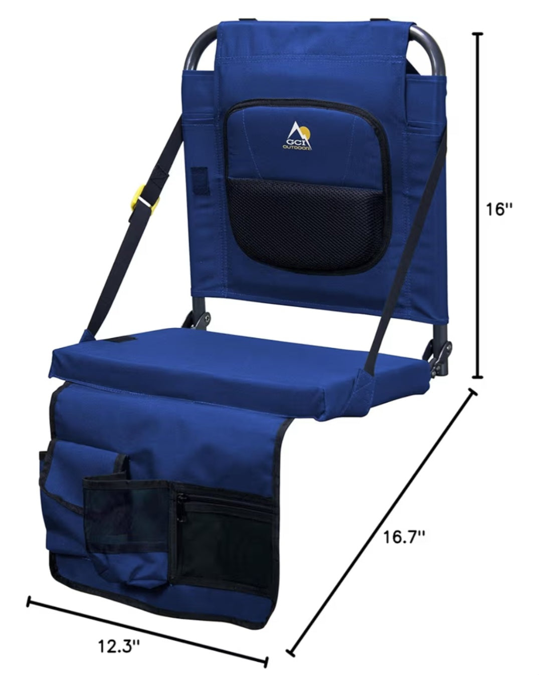 Outdoor BleacherBack Lumbar Stadium Chair With Padded Backrest- BLACK