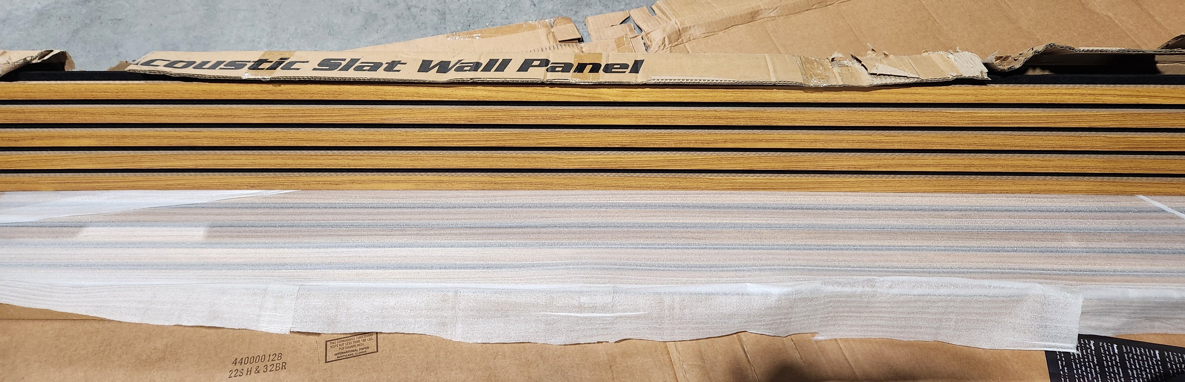 4-Pack Acoustic Wood Slat Wall Panels for Interior Decor, 3D Fluted Sound Absorbing Wood Paneling for Accent Wall Ceiling