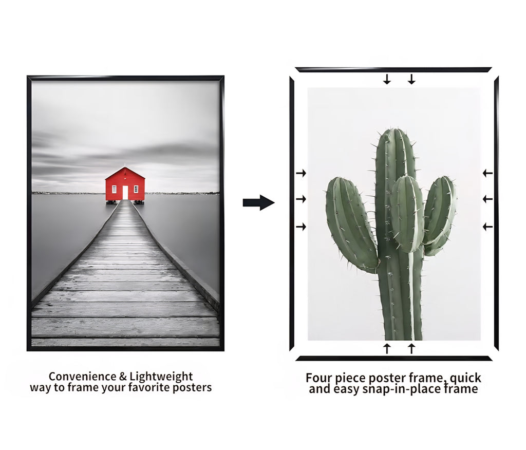 24x36 Poster Frame 3 Pack, Black Picture Frame for Horizontal or Vertical Wall Mounting, Sturdy and Scratch-proof