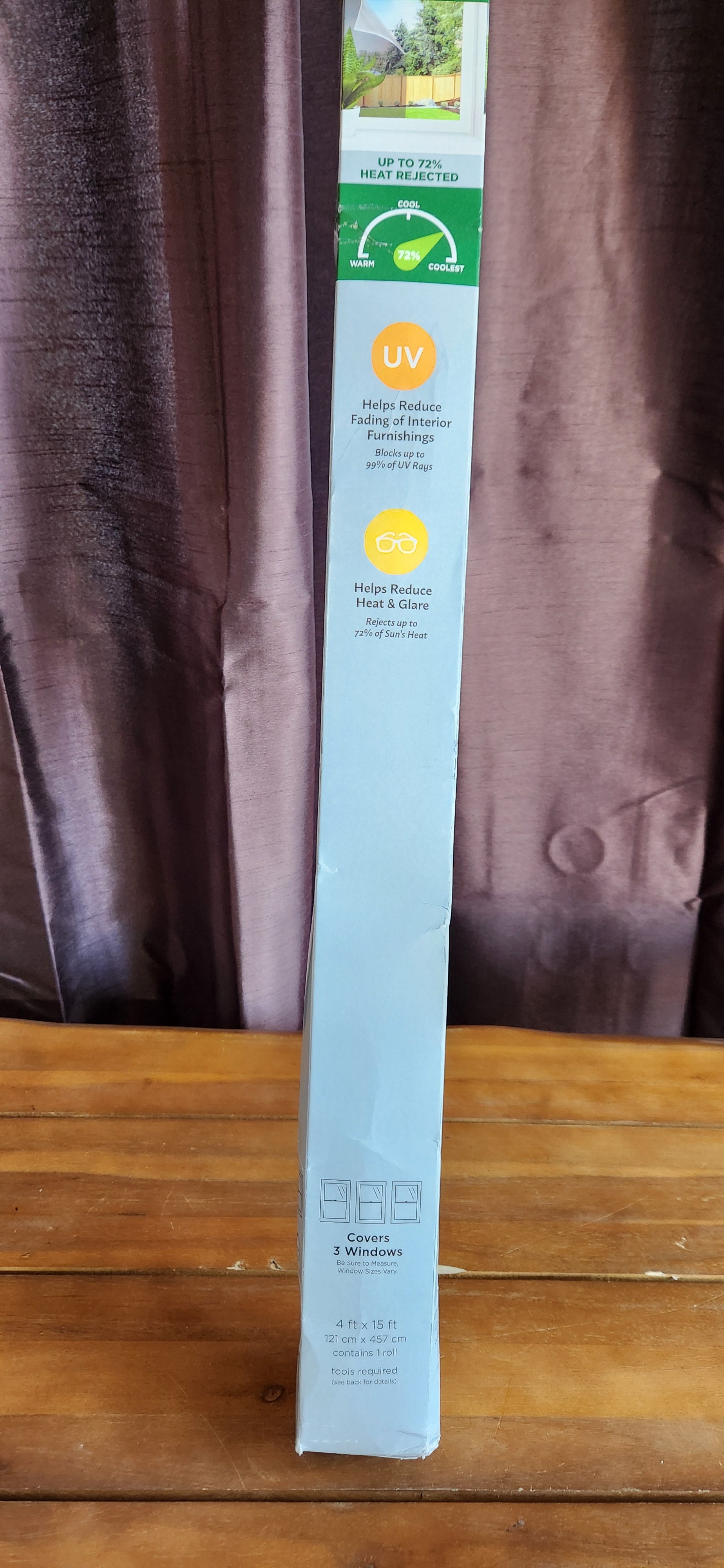 Gila® Heat Control Titanium Adhesive Residential DIY Window Film Sun Blocking Glare Reduction 4ft x 15ft