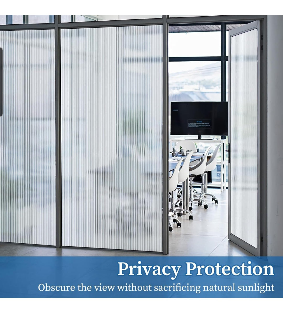 Window Privacy Film, Reeded Glass Film 3D Glass Decals Film 35.4" x 78.7" Roll