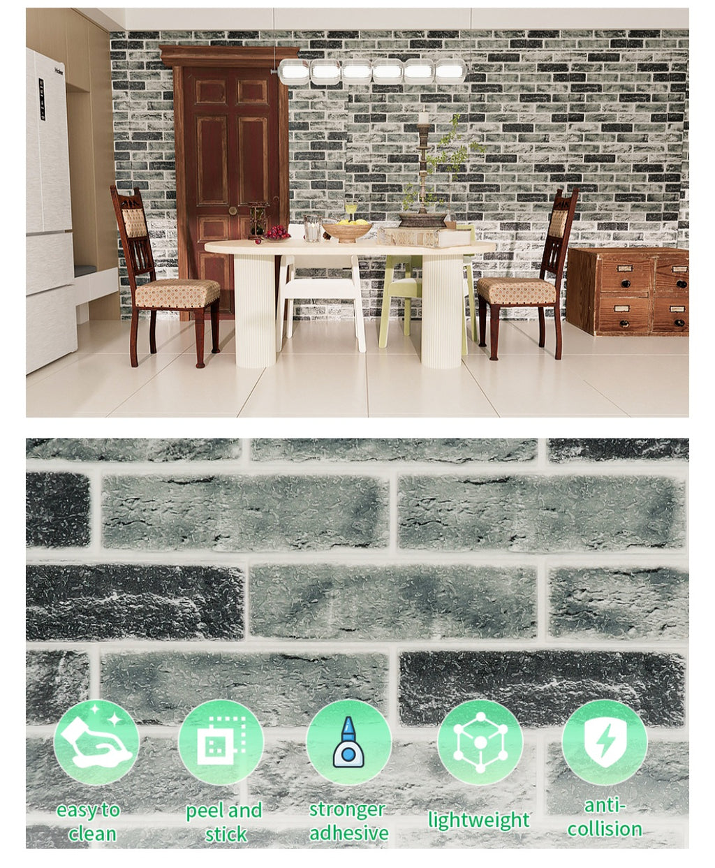 Faux Brick Tile 3D Strip Wall Paneling, Self-Adhesive Artificial Stone Backsplash Waterproof Foam 20PCS, Gray 100 sqft