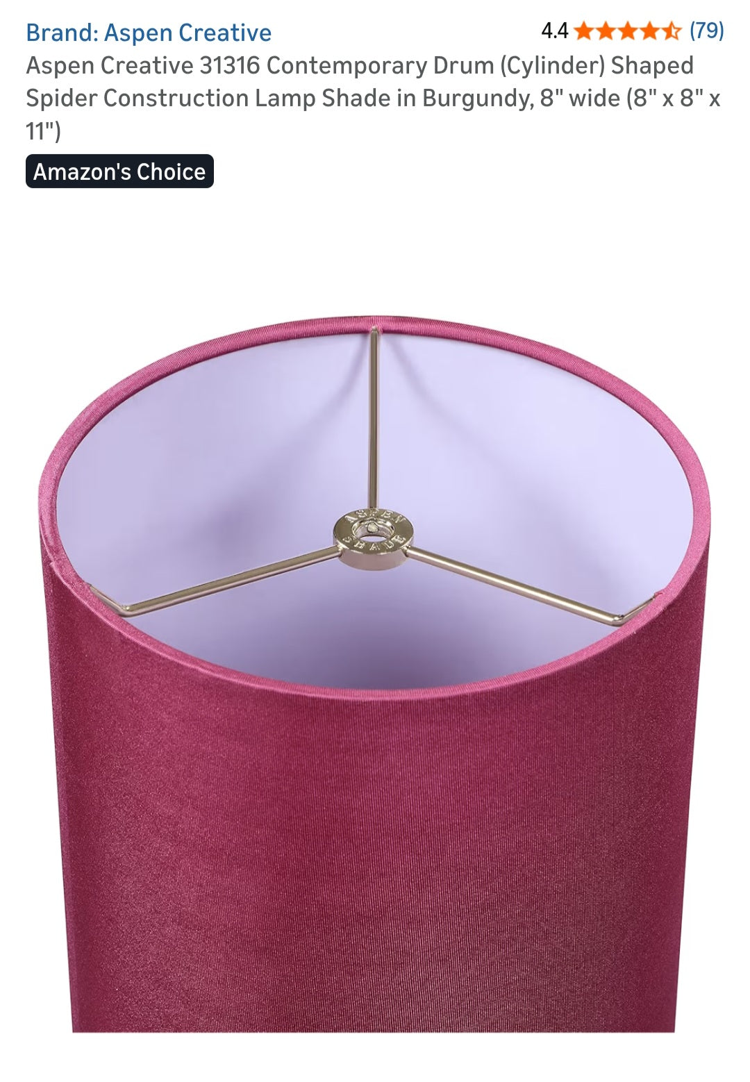 Lamp Shade Aspen Creative Drum (Cylinder) Shaped Spider Construction in Rich Red (8" x 8" x 11")