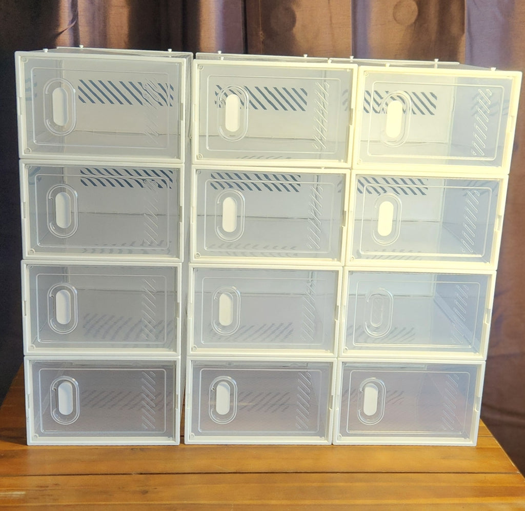 Shoe Storage, 12 Pack Shoe Organizer for Closet, Shoe Boxes Clear Plastic Stackable Shoe Containers with Lids