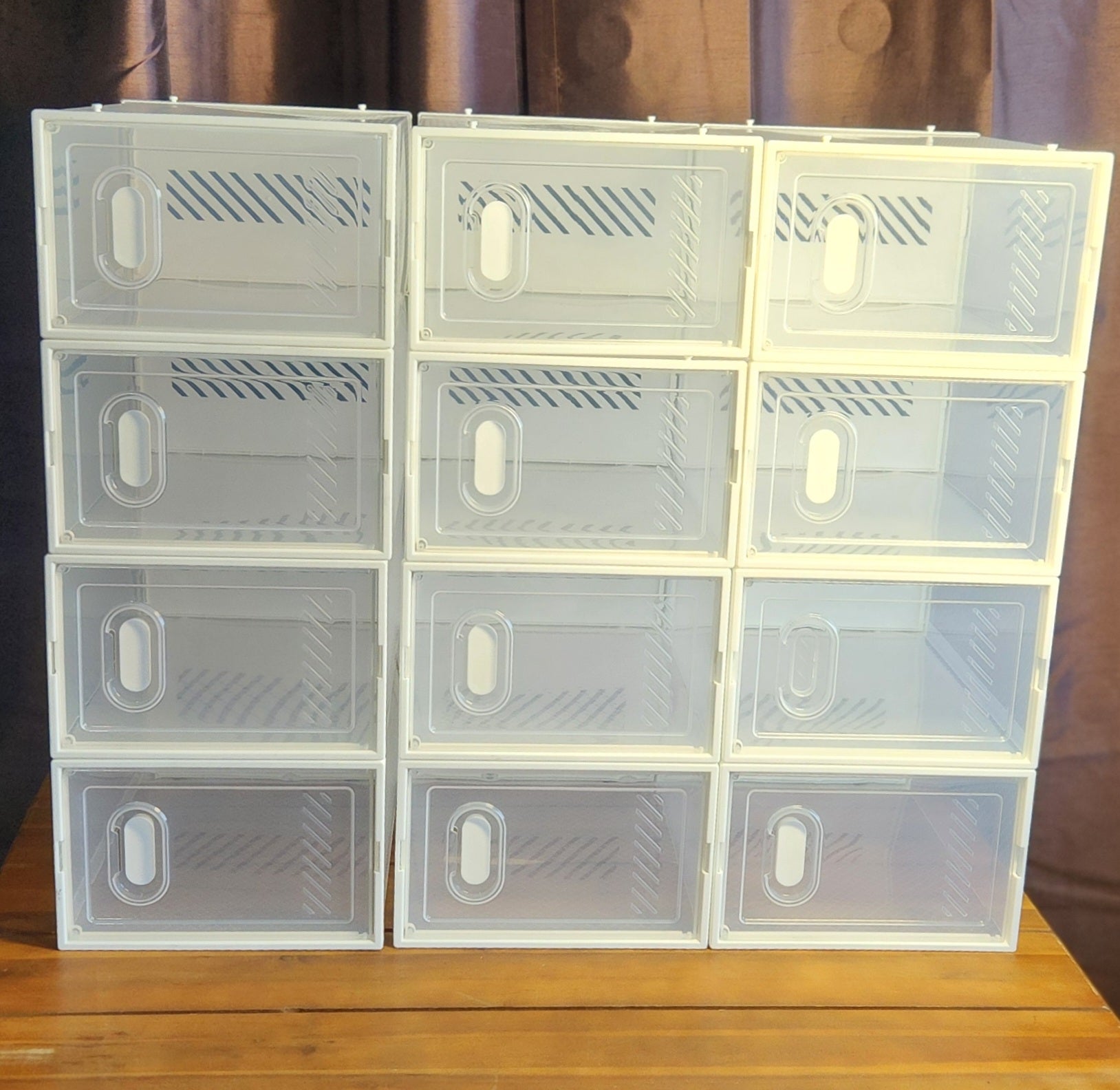 Shoe Storage, 12 Pack Shoe Organizer for Closet, Shoe Boxes Clear Plastic Stackable Shoe Containers with Lids
