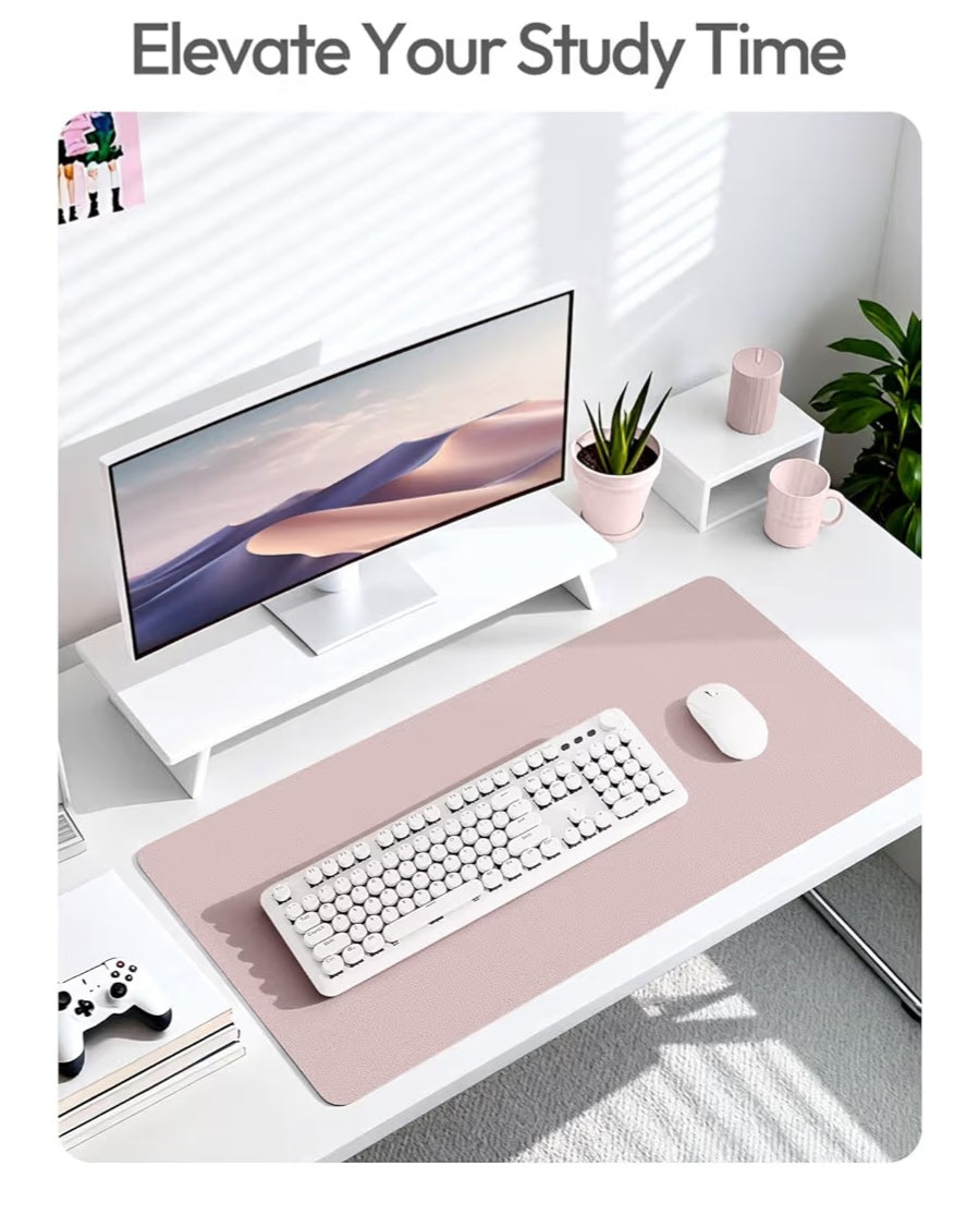 Leather Desk & Table Protector, Office Desk Mat, Large Mouse Pad- Waterproof Desk Grayish Lavender, 47.2" x 23.6"