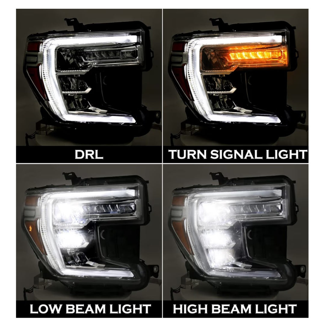 LED Headlight Assembly Compatible with GMC Sierra 1500 2019 2020 2021 2022 Replacement with DRL LED Turn Signal Light Right Passenger Side RH 84507049 GM2503496