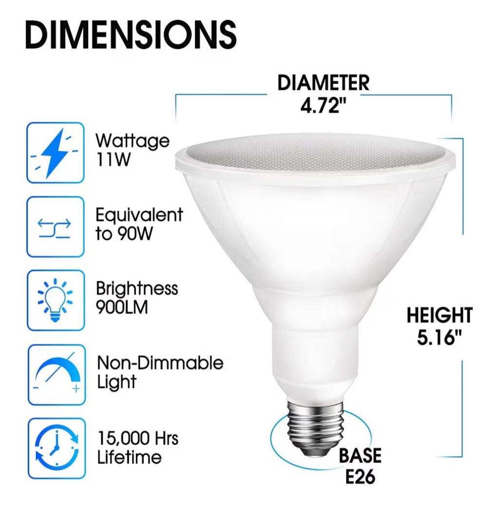 Energetic PAR38 LED Flood Outdoor Light Bulb, 5000K Daylight, 90 Watt Equivalent 6 pack