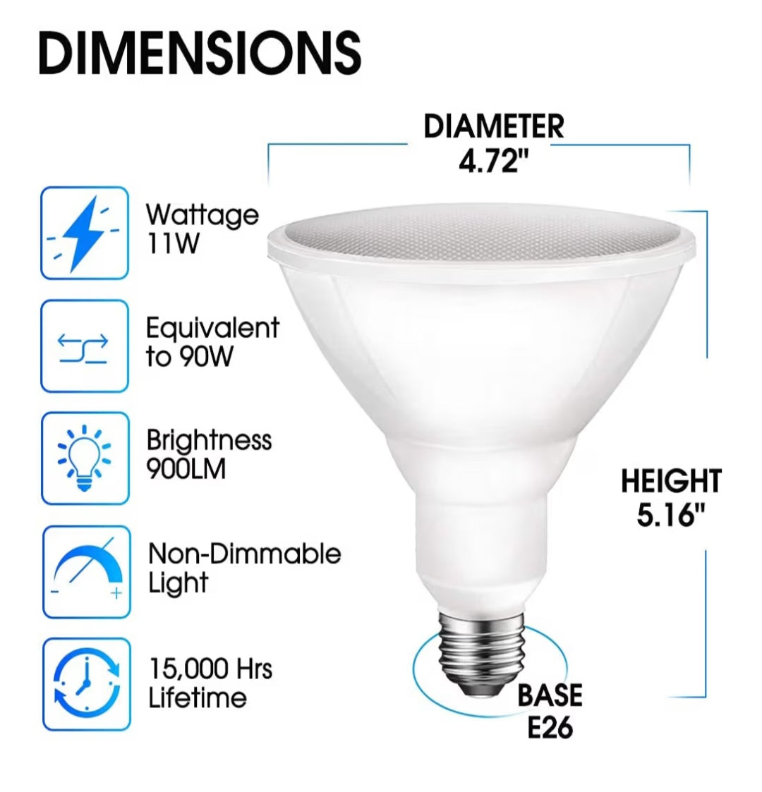 Energetic PAR38 LED Flood Outdoor Light Bulb, 5000K Daylight, 90 Watt Equivalent 6 pack