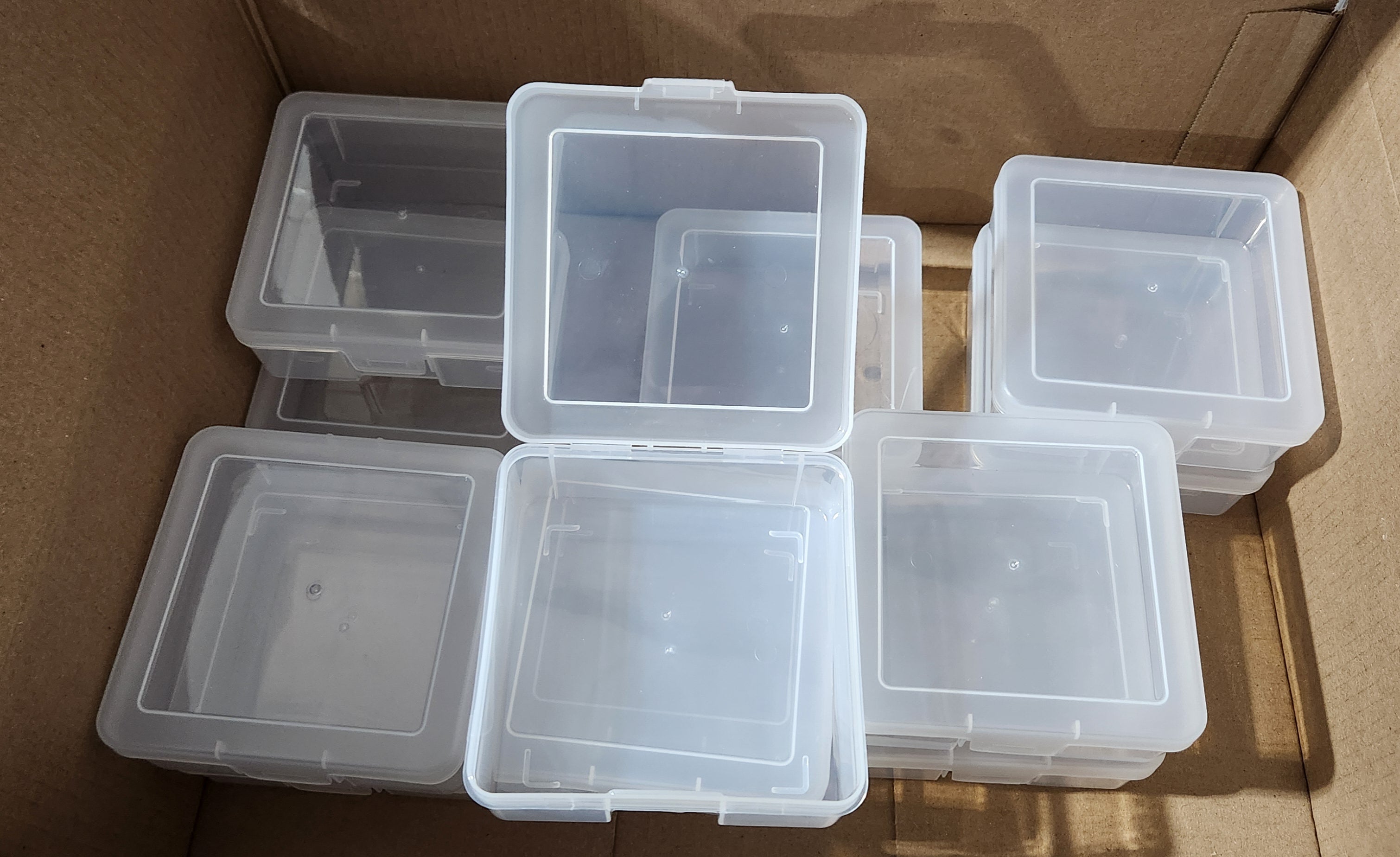 12 Pack Storage Containers with Latching Lid 5" x 5"x 1.9" Stackable Boxes