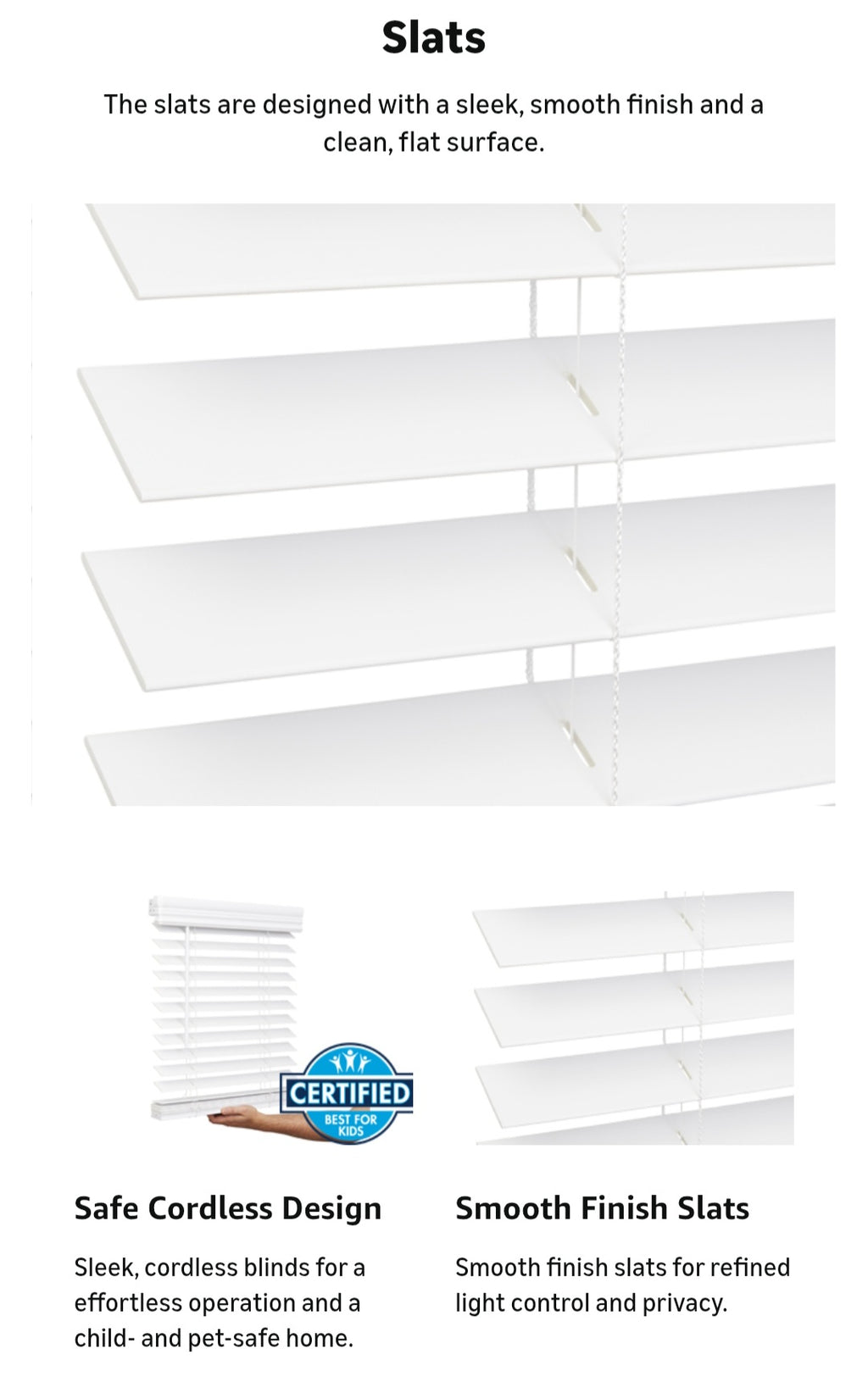 2 Inch Faux Wood Blind, 70" Wide x 60" Long, Bright White