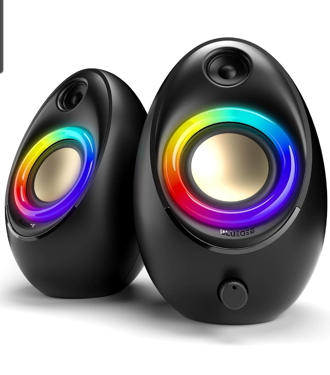 Computer Speakers for Desktop PC, 20W Peak Power Bluetooth 5.4 USB/USB-C Powered PC Speakers with RGB Glow