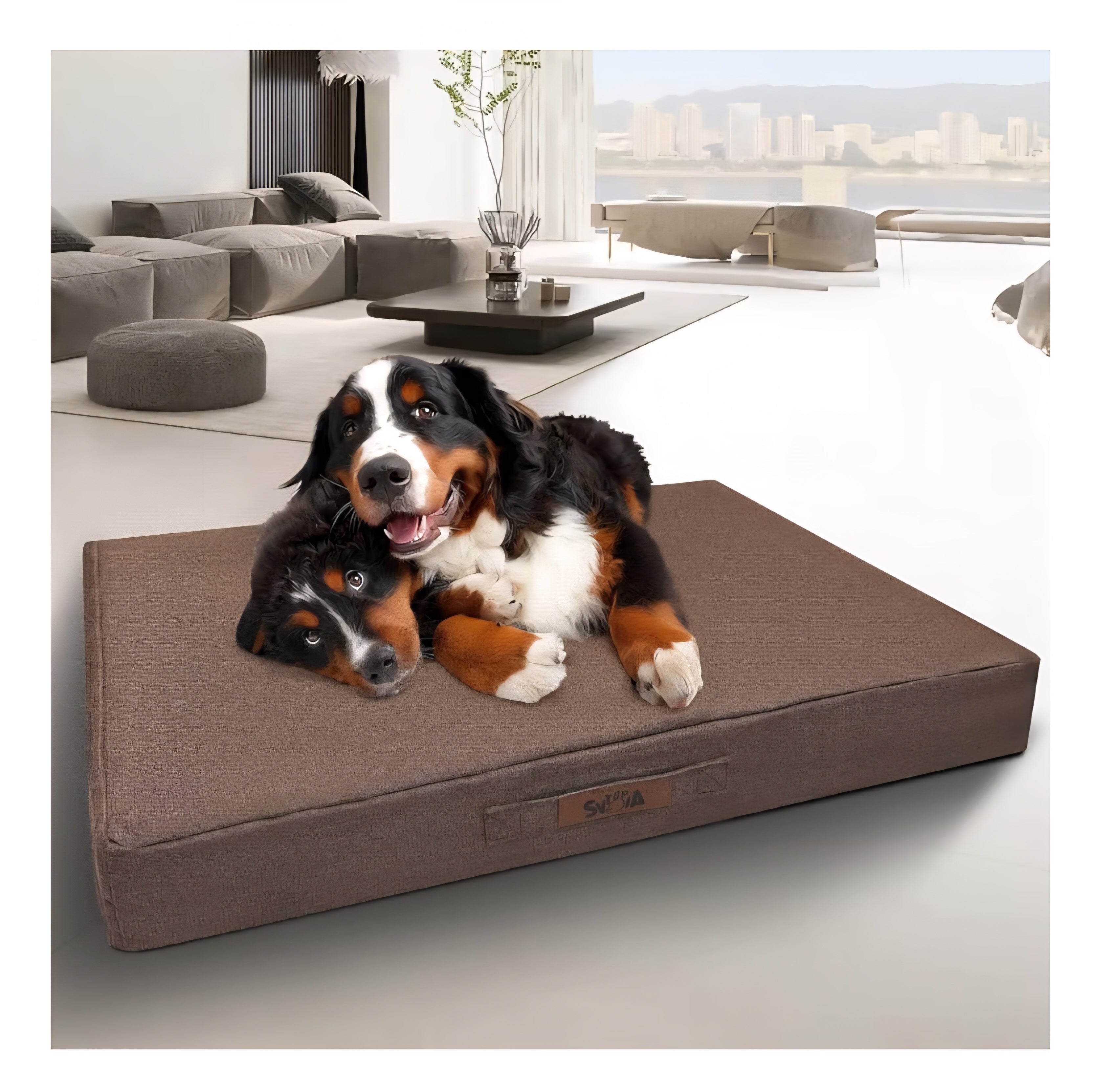 Tan 50 Inch Orthopedic Waterproof Dog Crate Bed for Extra Large Dogs, Removable Washable Cover