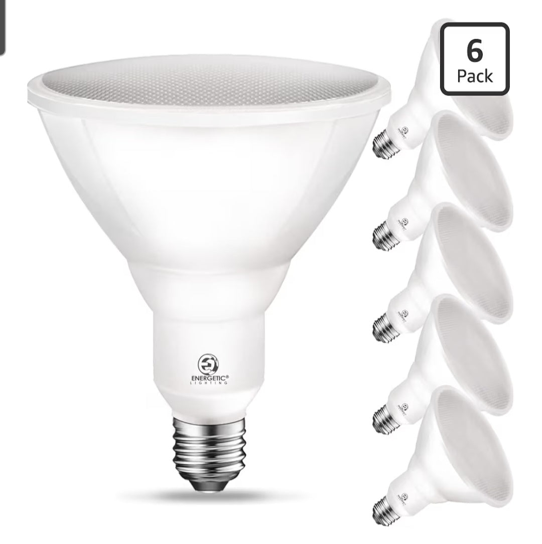 Energetic PAR38 LED Flood Outdoor Light Bulb, 5000K Daylight, 90 Watt Equivalent 6 pack