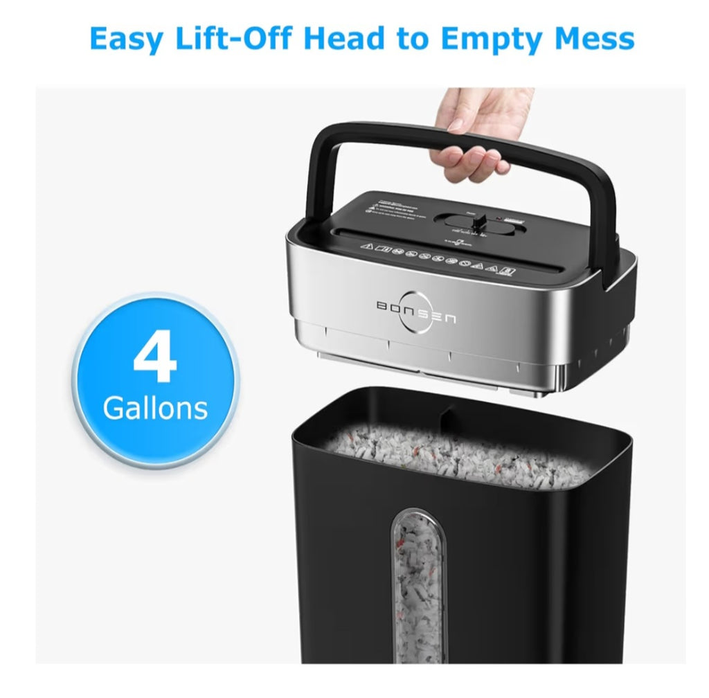 Shredder for Home Office, 4 Gallons 8-Sheet Cross Cut Credit Card Shredder