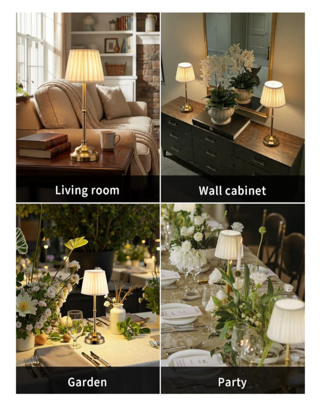 Portables Cordless Table Lamp, Fabric Shade Desk Lamp Rechargeable NEW