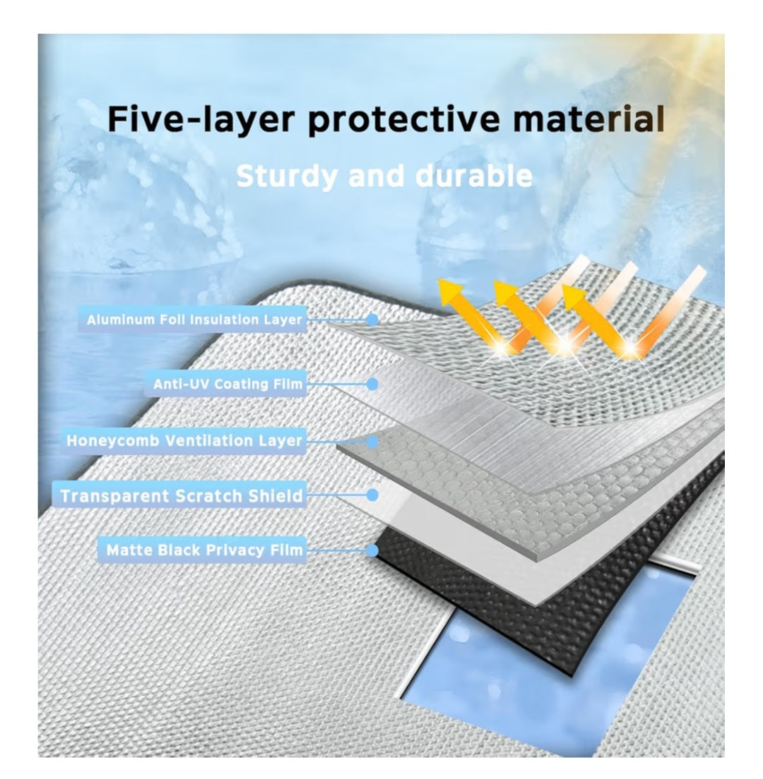 Windshield Sun Shade 5-Layer Bubble Foldable Thicken Front Window Sunshade Sun Visor Protection Accessories - Blocks Heat & UV Rays Keep Car Cooler