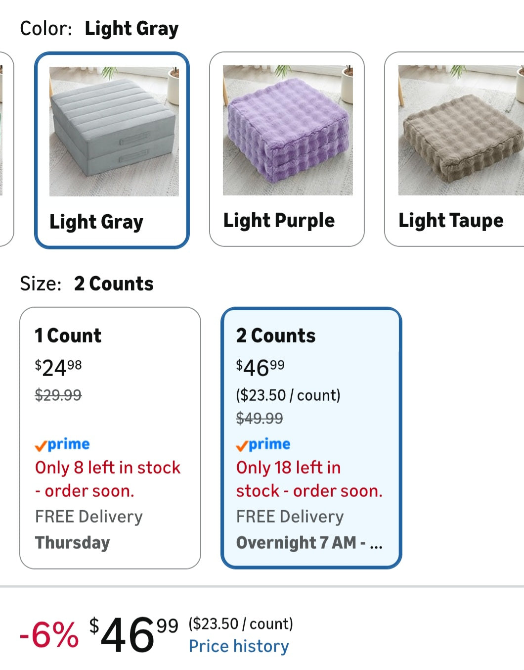 2 Pcs High Density Foam Floor Pillow