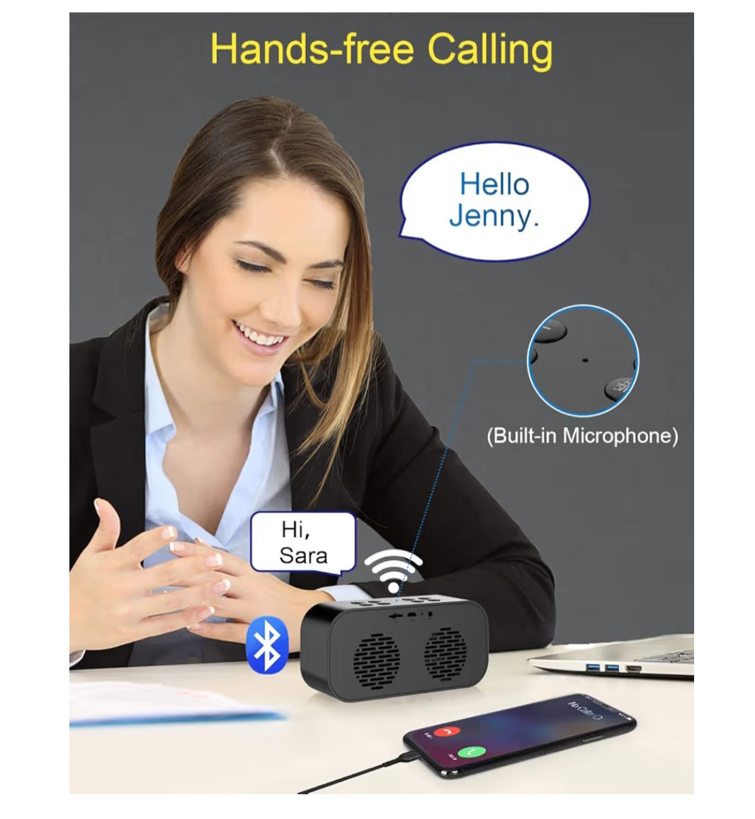 Alarm Clock with Bluetooth Speaker for Bedroom/Office