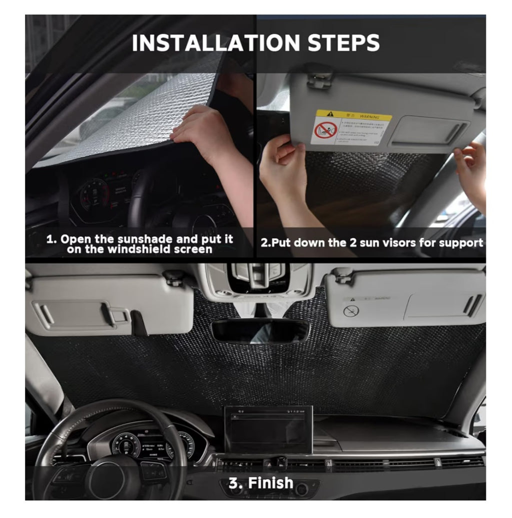 Windshield Sun Shade 5-Layer Bubble Foldable Thicken Front Window Sunshade Sun Visor Protection Accessories - Blocks Heat & UV Rays Keep Car Cooler