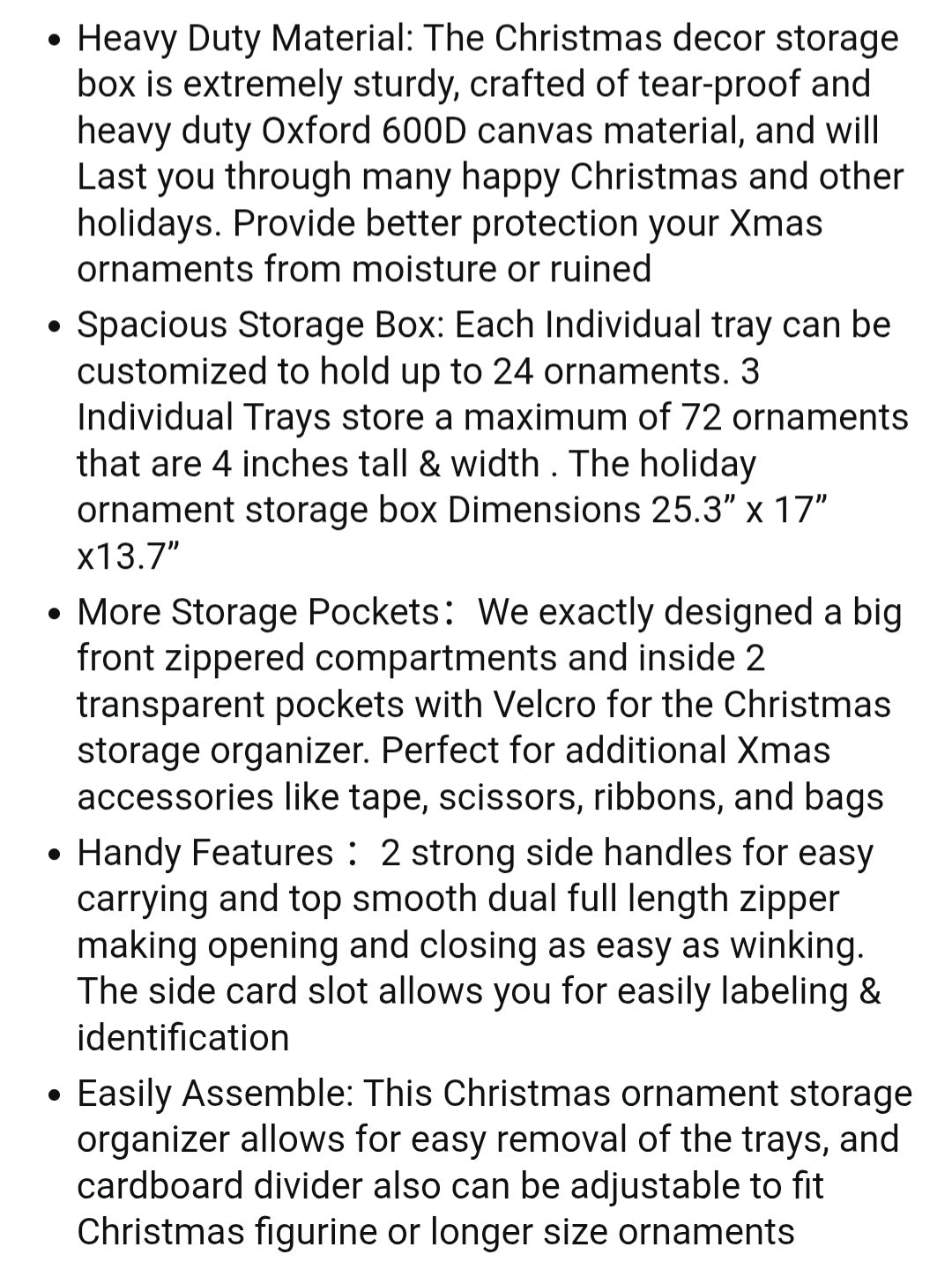 Christmas Ornament Storage Box - Holds Up to 72 of 4" Ornaments
