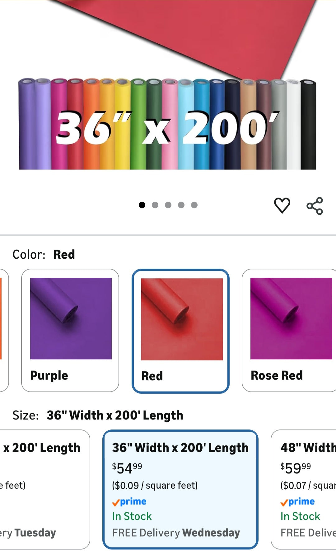 Box of 4 Rolls of Red Kraft Paper