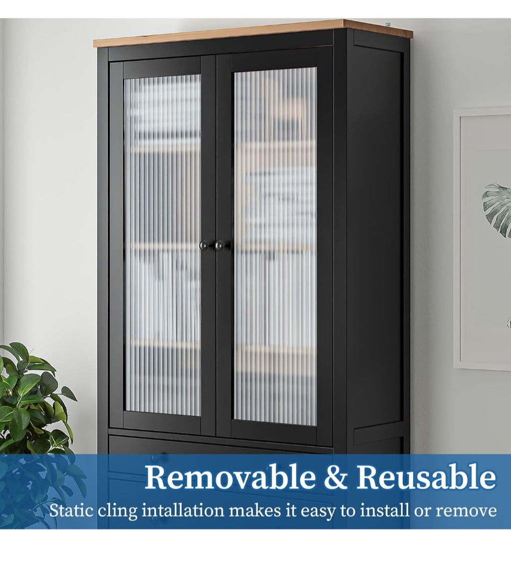 Window Privacy Film, Reeded Glass Film 3D Glass Decals Film 35.4" x 78.7" Roll
