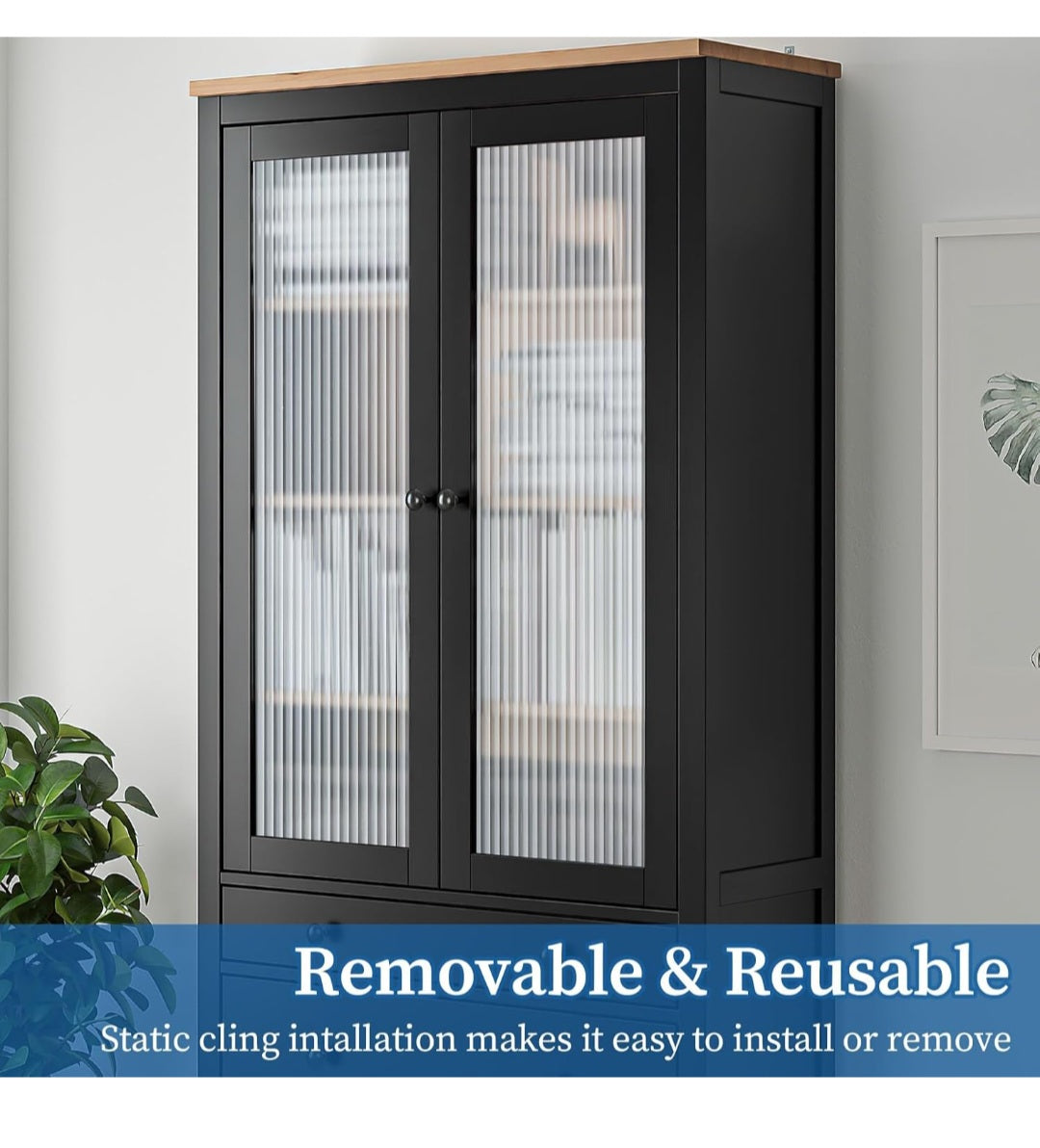 Window Privacy Film, Reeded Glass Film 3D Glass Decals Film 35.4" x 78.7" Roll