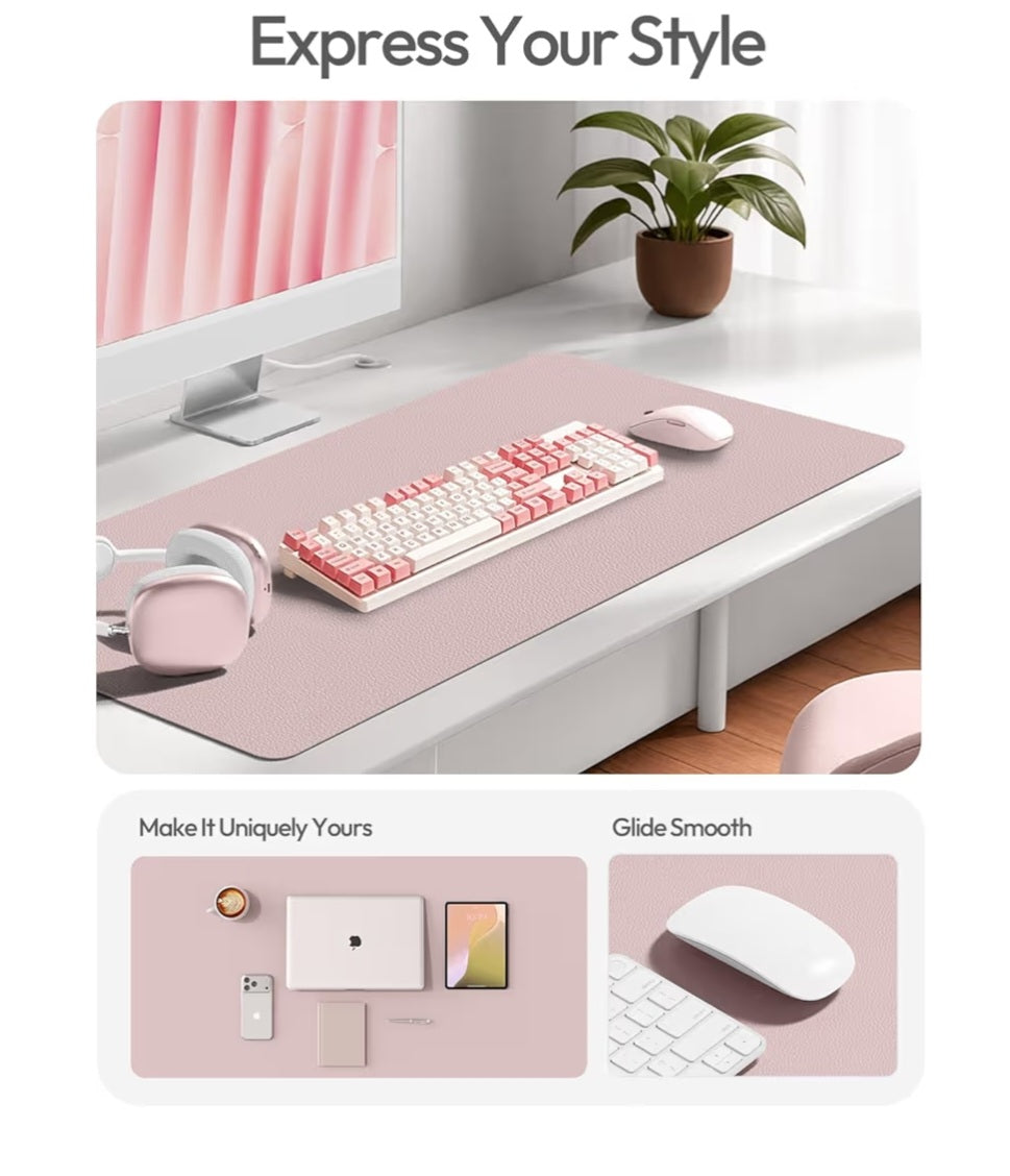 Leather Desk & Table Protector, Office Desk Mat, Large Mouse Pad- Waterproof Desk Grayish Lavender, 47.2" x 23.6"