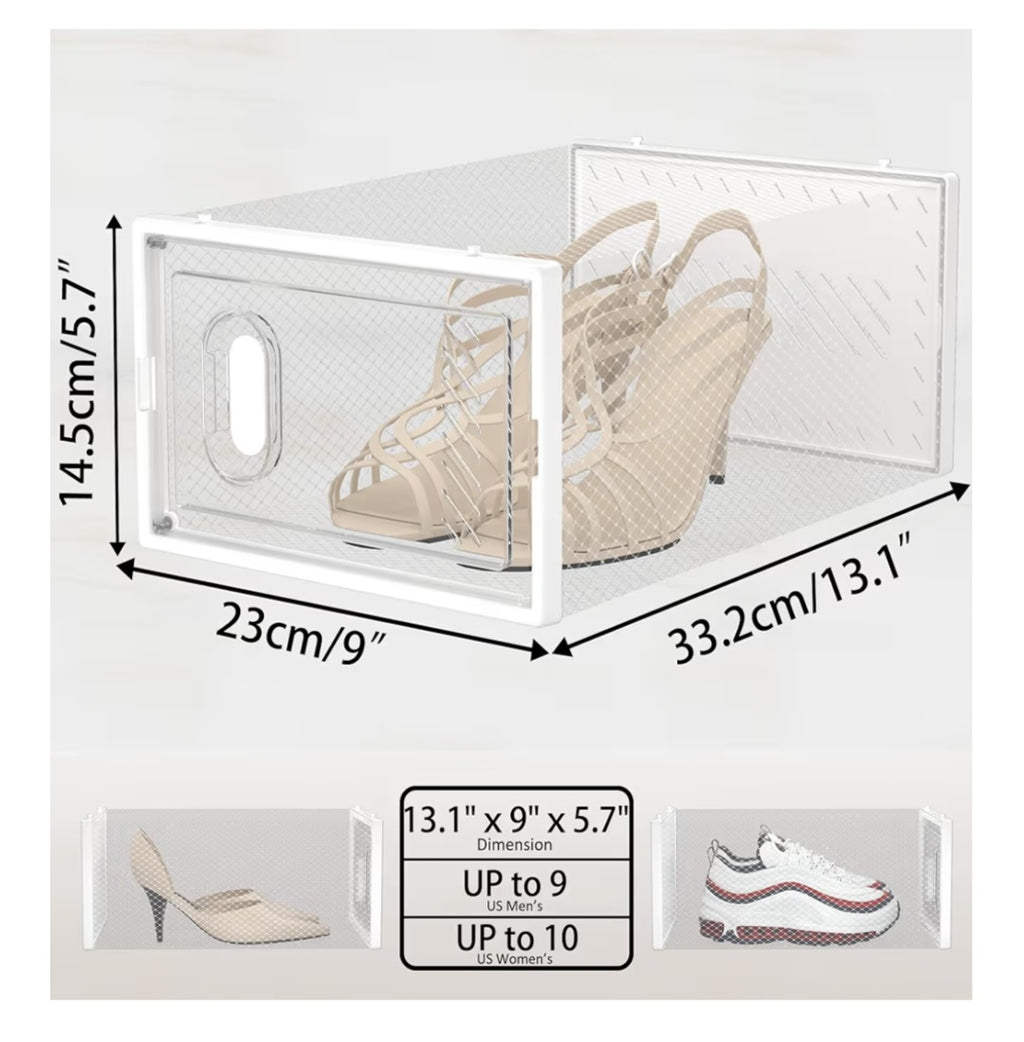 Shoe Storage, 12 Pack Shoe Organizer for Closet, Shoe Boxes Clear Plastic Stackable Shoe Containers with Lids