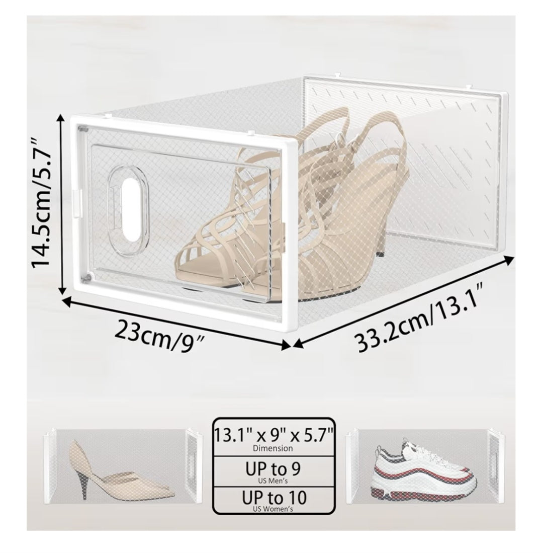 Shoe Storage, 12 Pack Shoe Organizer for Closet, Shoe Boxes Clear Plastic Stackable Shoe Containers with Lids