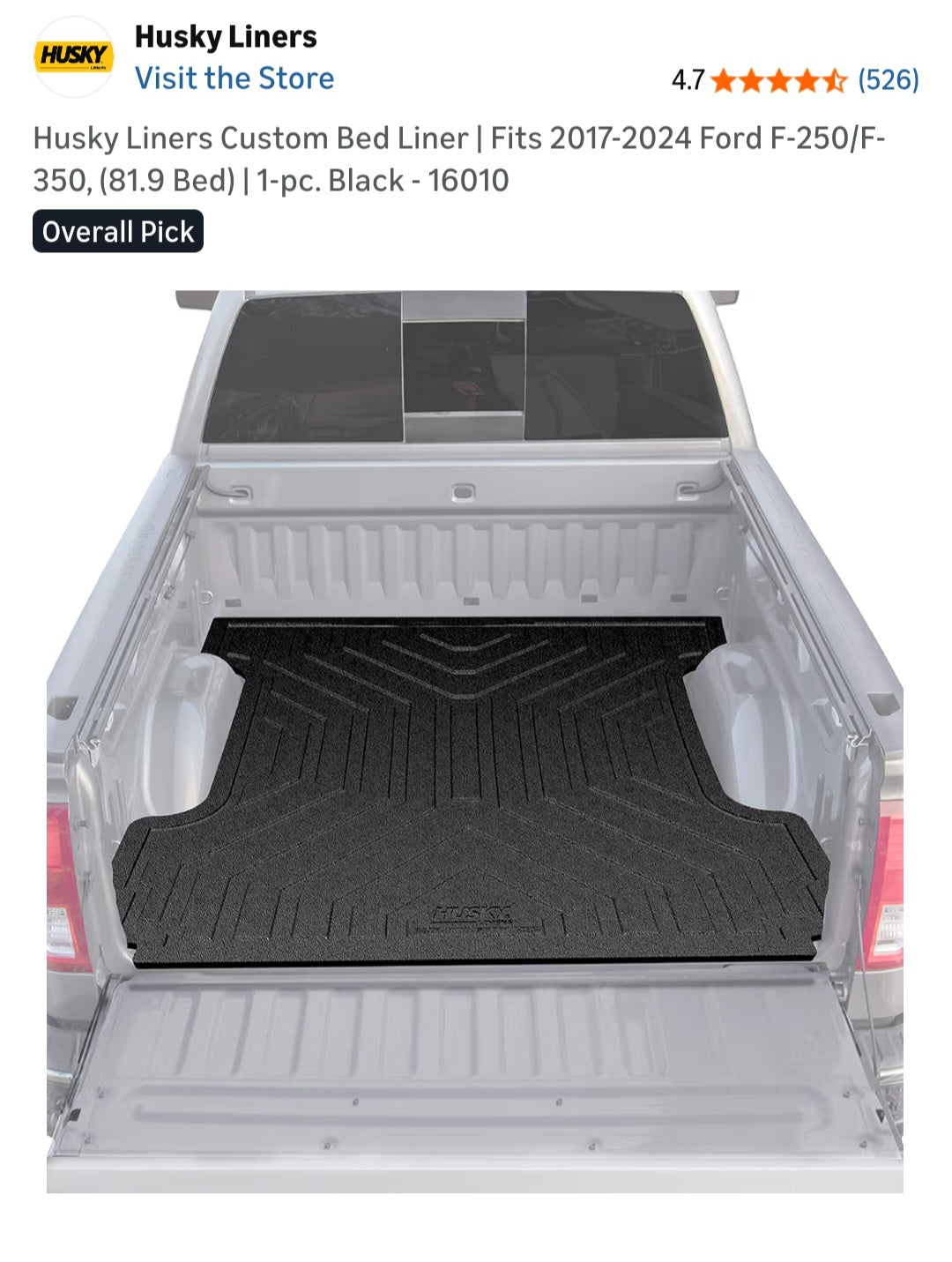 Husky Liners Custom Bed Liner Fits 2017-2024 Ford F-250/F-350, (81.9 Bed) Black