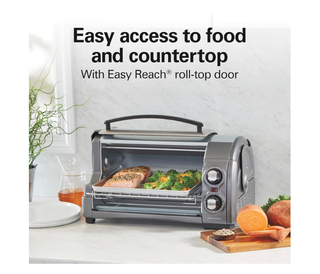 Hamilton Beach Easy Reach 4-Slice Countertop Toaster Oven With Roll-Top Door