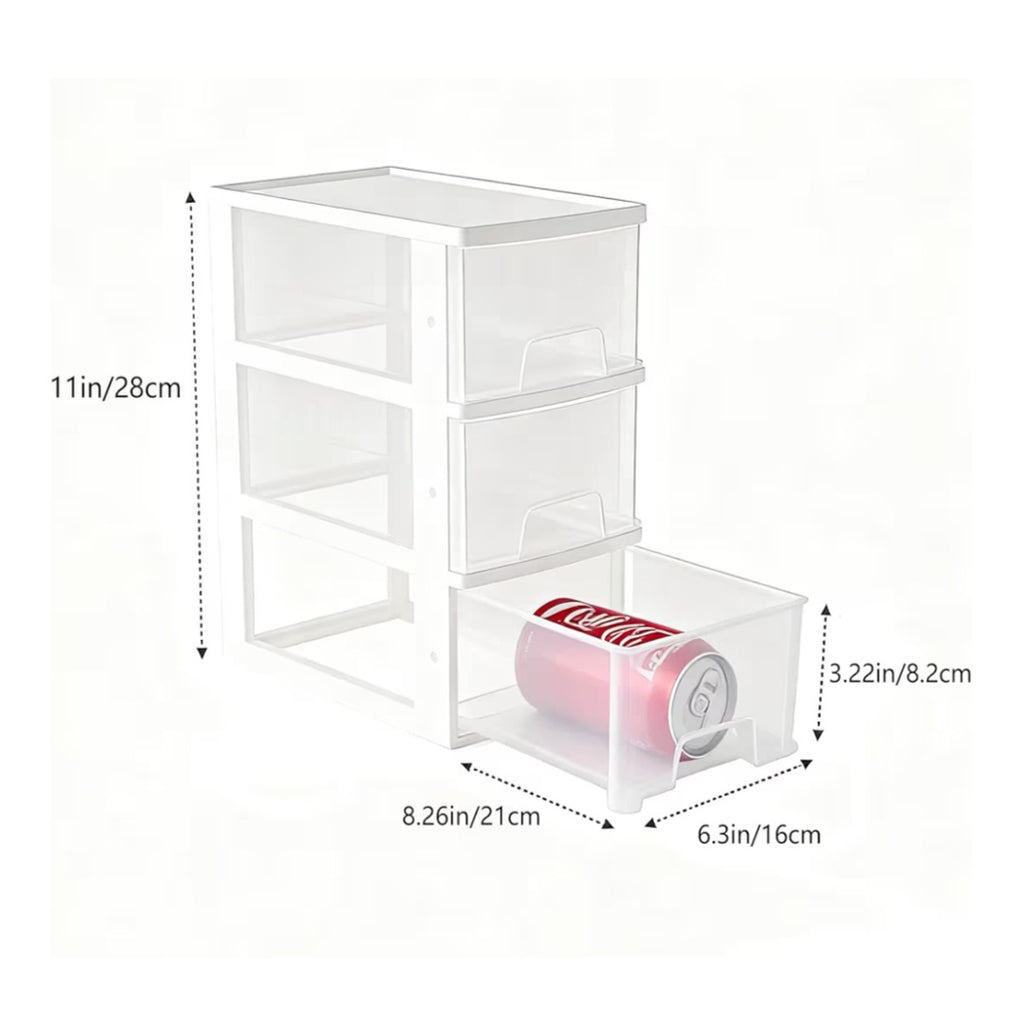 Small 3 Drawer Storage Organizer, White Plastic Drawer Storage