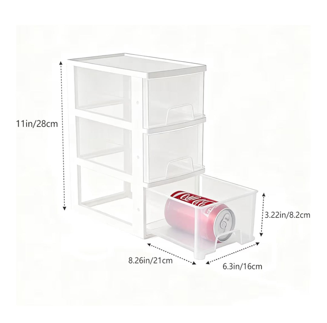 Small 3 Drawer Storage Organizer, White Plastic Drawer Storage