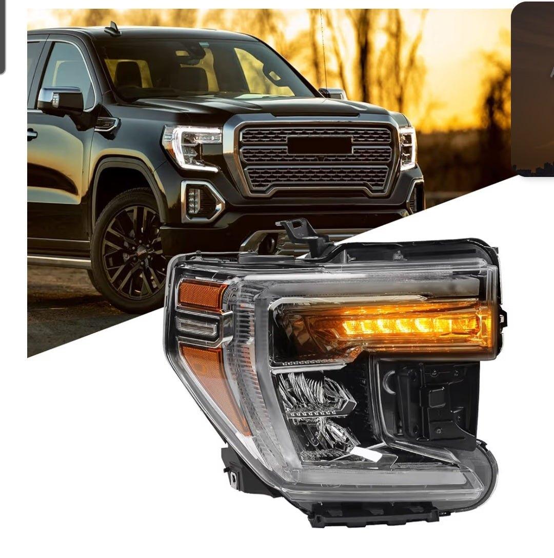 LED Headlight Assembly Compatible with GMC Sierra 1500 2019 2020 2021 2022 Replacement with DRL LED Turn Signal Light Right Passenger Side RH 84507049 GM2503496