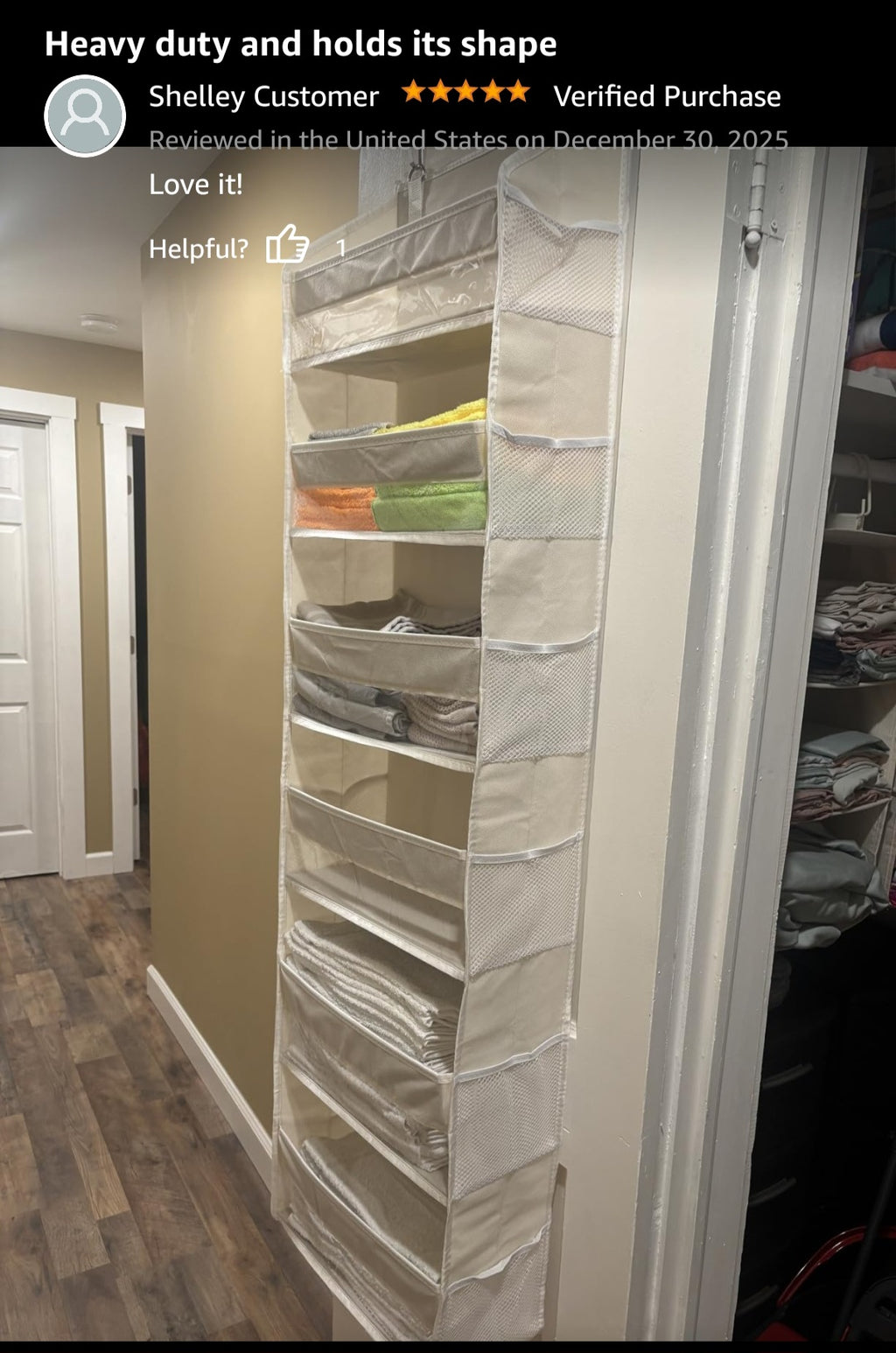 Over The Door Organizer 6 Large Pockets 12 Side Pockets, 50lbs Weight Capacity Beige NEW