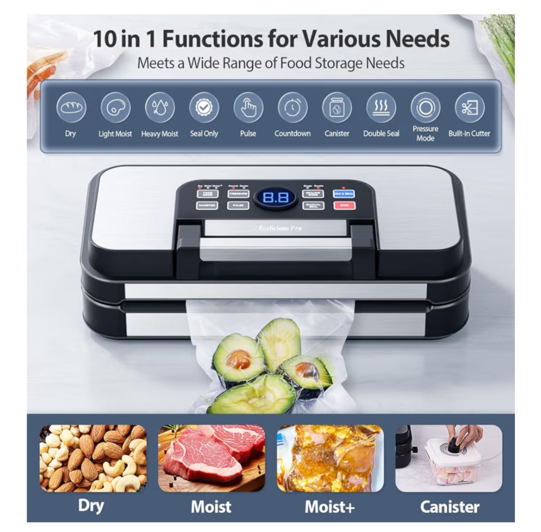 Powerful Precision Pro Vacuum Sealer, with Double Heat Seal & Double Pump, Easy-Lock Handle