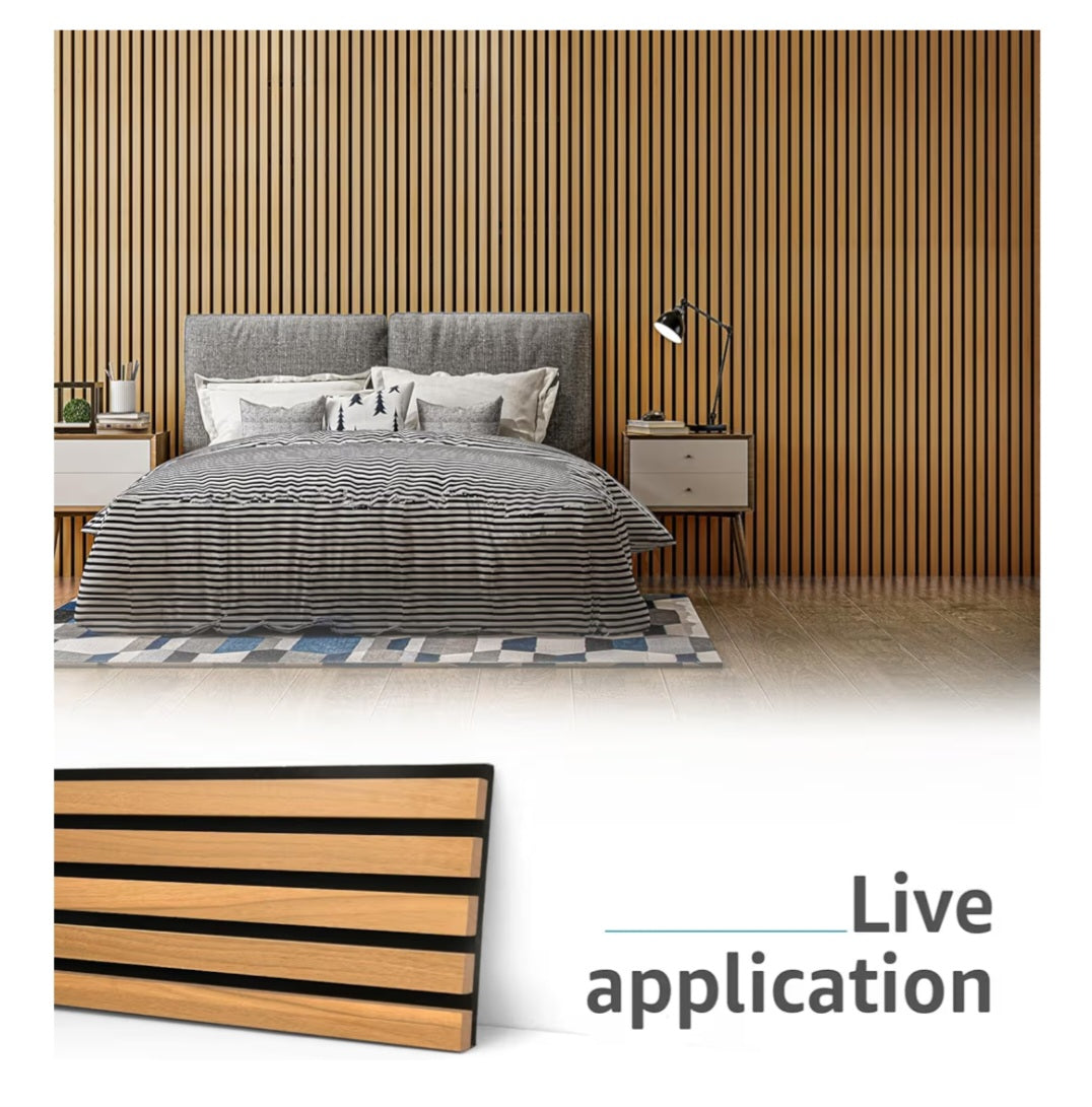 4-Pack Acoustic Wood Slat Wall Panels for Interior Decor, 3D Fluted Sound Absorbing Wood Paneling for Accent Wall Ceiling