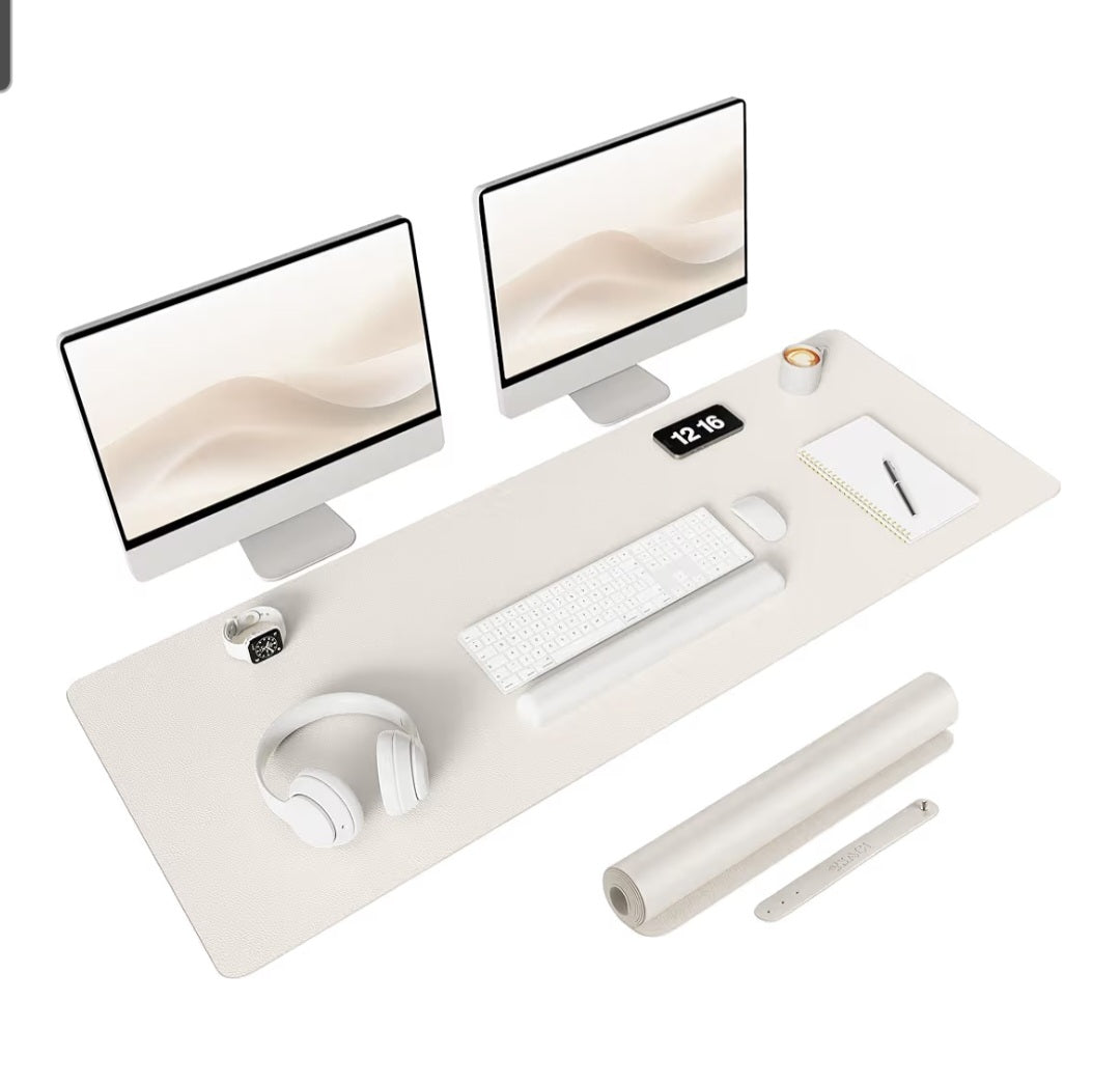 Non-Slip Leather Desk Pad Long Size, Waterproof Laptop Computer Desk Keyboard Mat