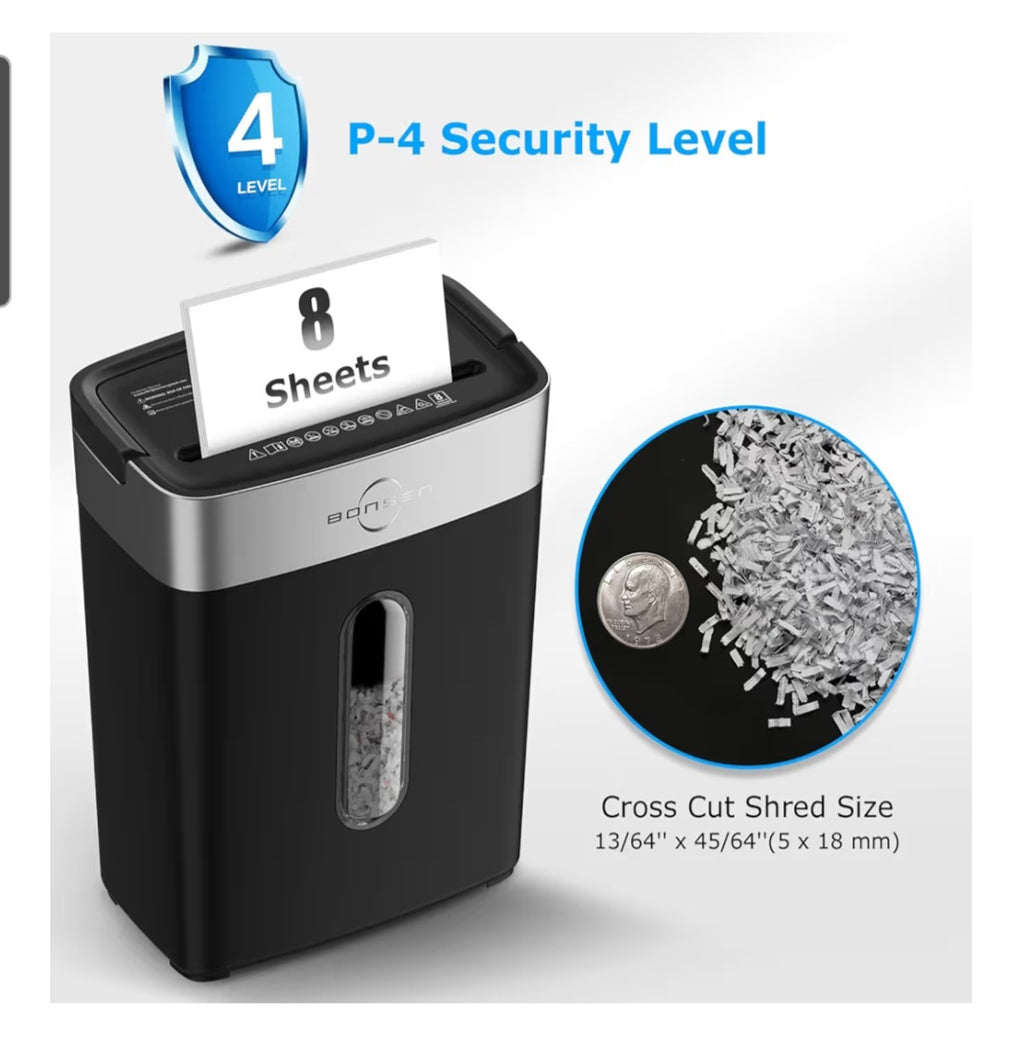 Shredder for Home Office, 4 Gallons 8-Sheet Cross Cut Credit Card Shredder