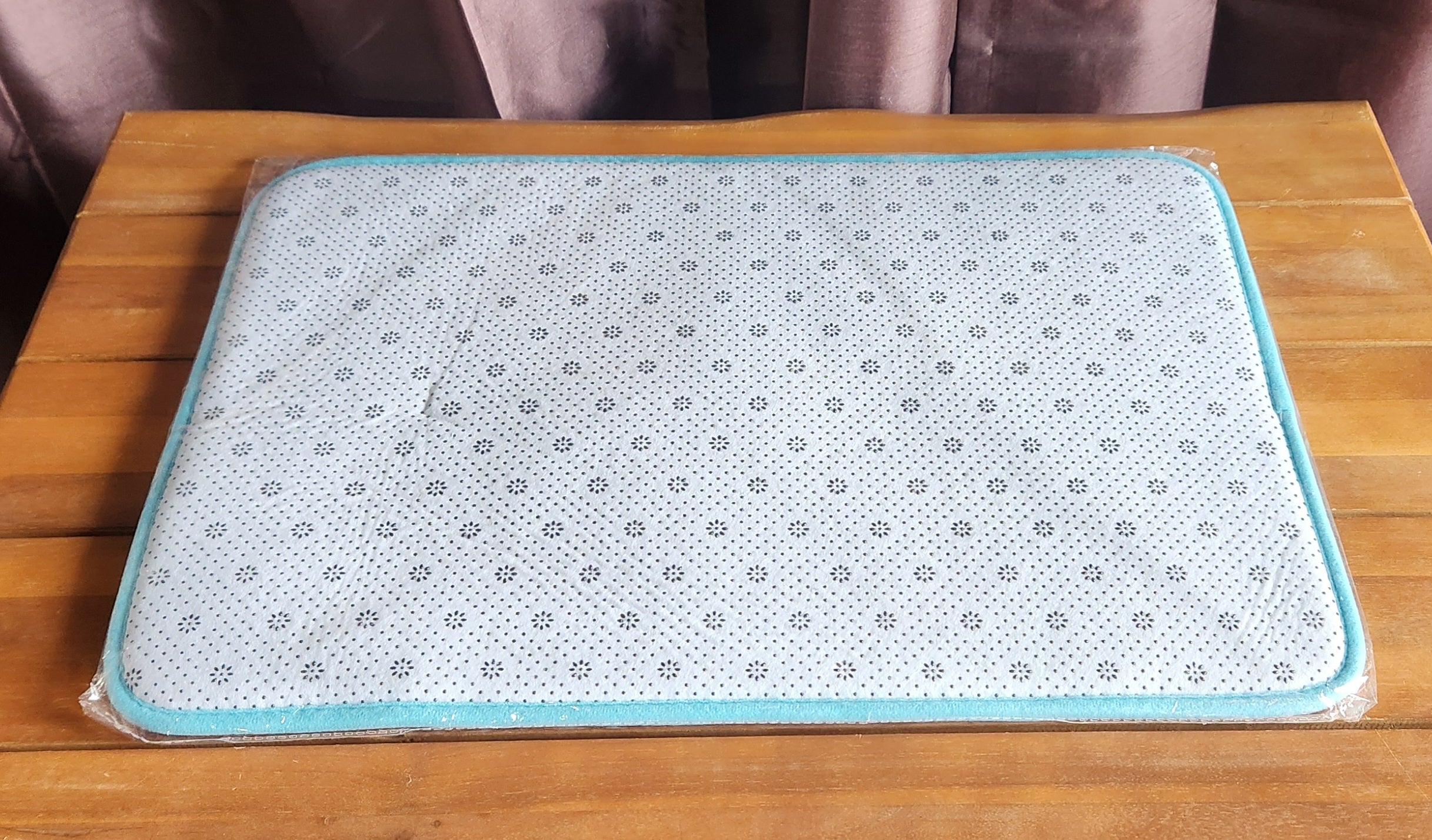 Blue Bath Mat Memory Foam Rug Aqua Teal