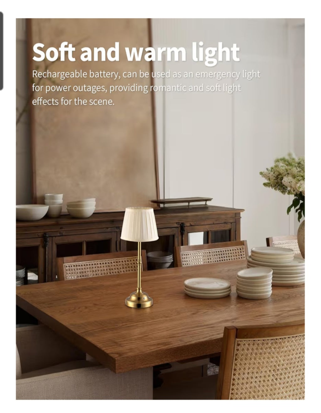 Portables Cordless Table Lamp, Fabric Shade Desk Lamp Rechargeable NEW