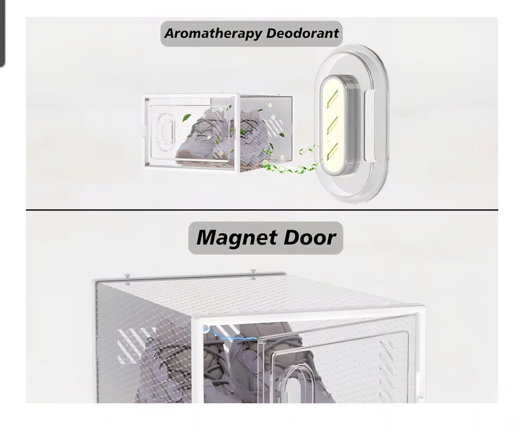 Shoe Storage, 12 Pack Shoe Organizer for Closet, Shoe Boxes Clear Plastic Stackable Shoe Containers with Lids