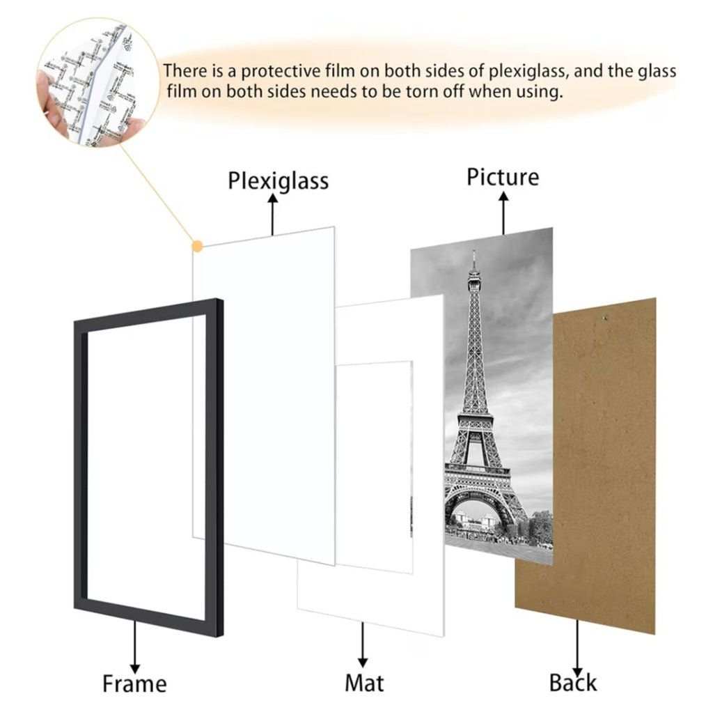 22x28 Picture Frame Set of 3, Display Pictures 18x24 with Mat or 22x28 without Mat