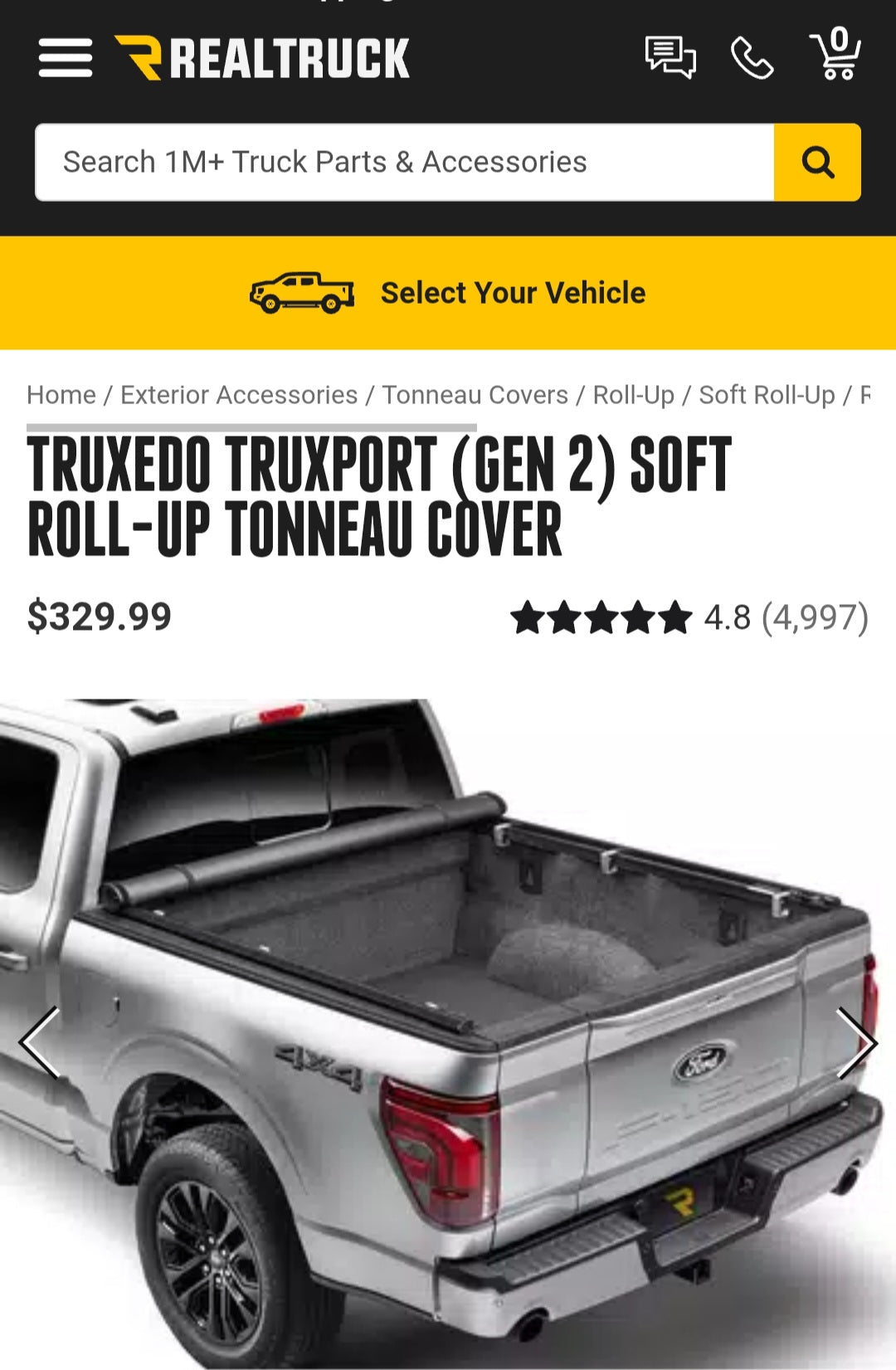 RealTruck TruXedo TruXport Soft Roll Up Truck Bed Tonneau Cover