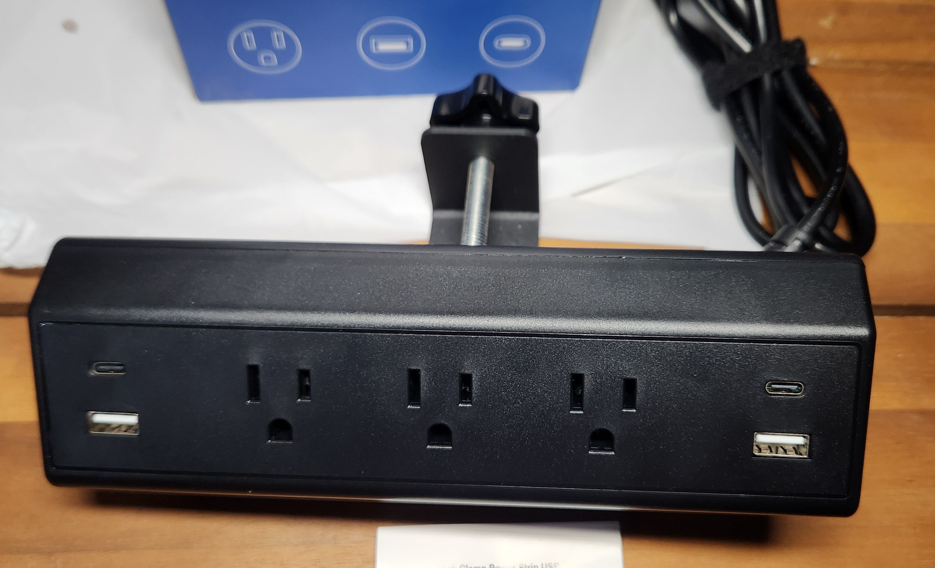 Desk Clamp Power Strip,20W Fast Charging Station,Surge Protector